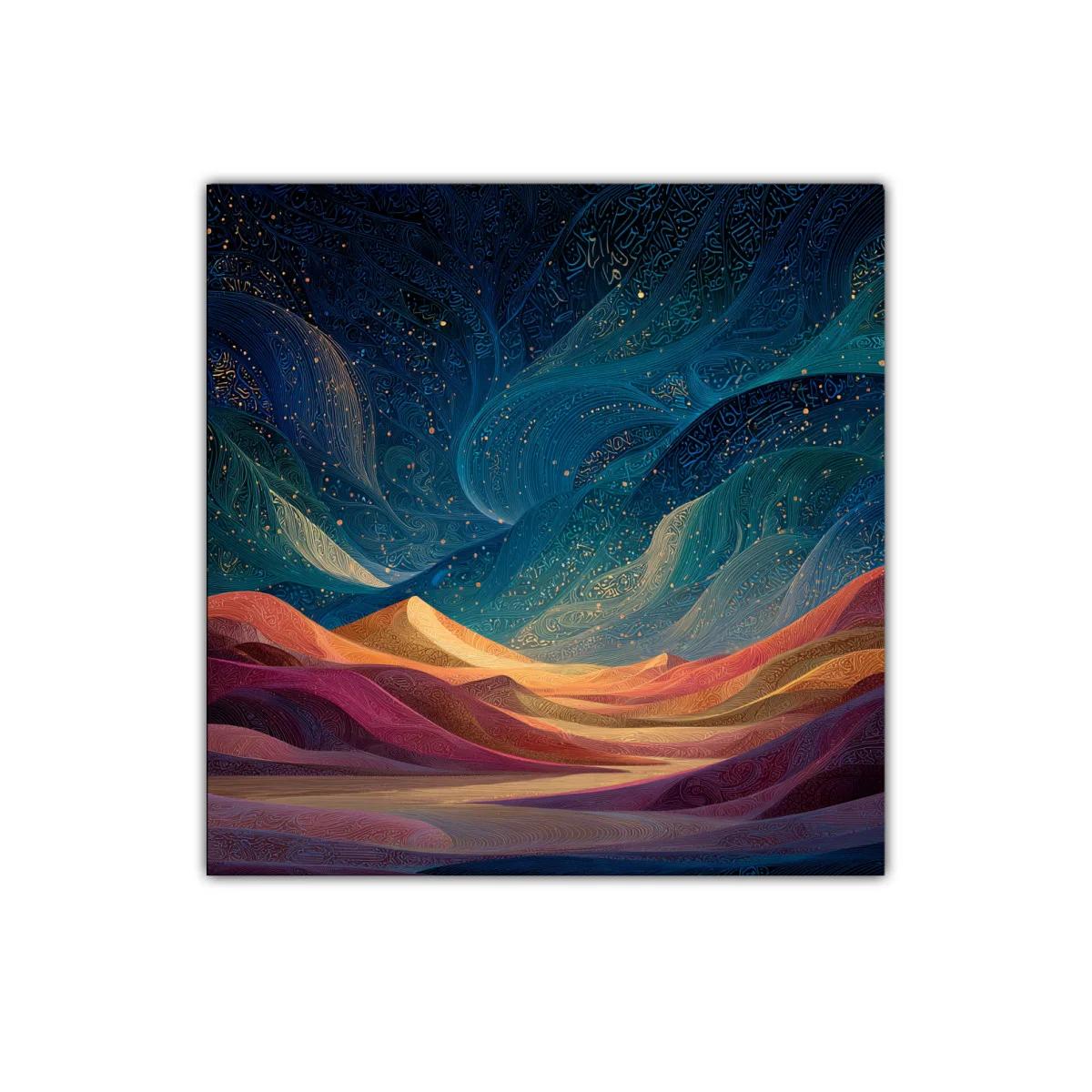 Paisaje onírico con montañas y cielo estrellado vibrante — miniatura 1