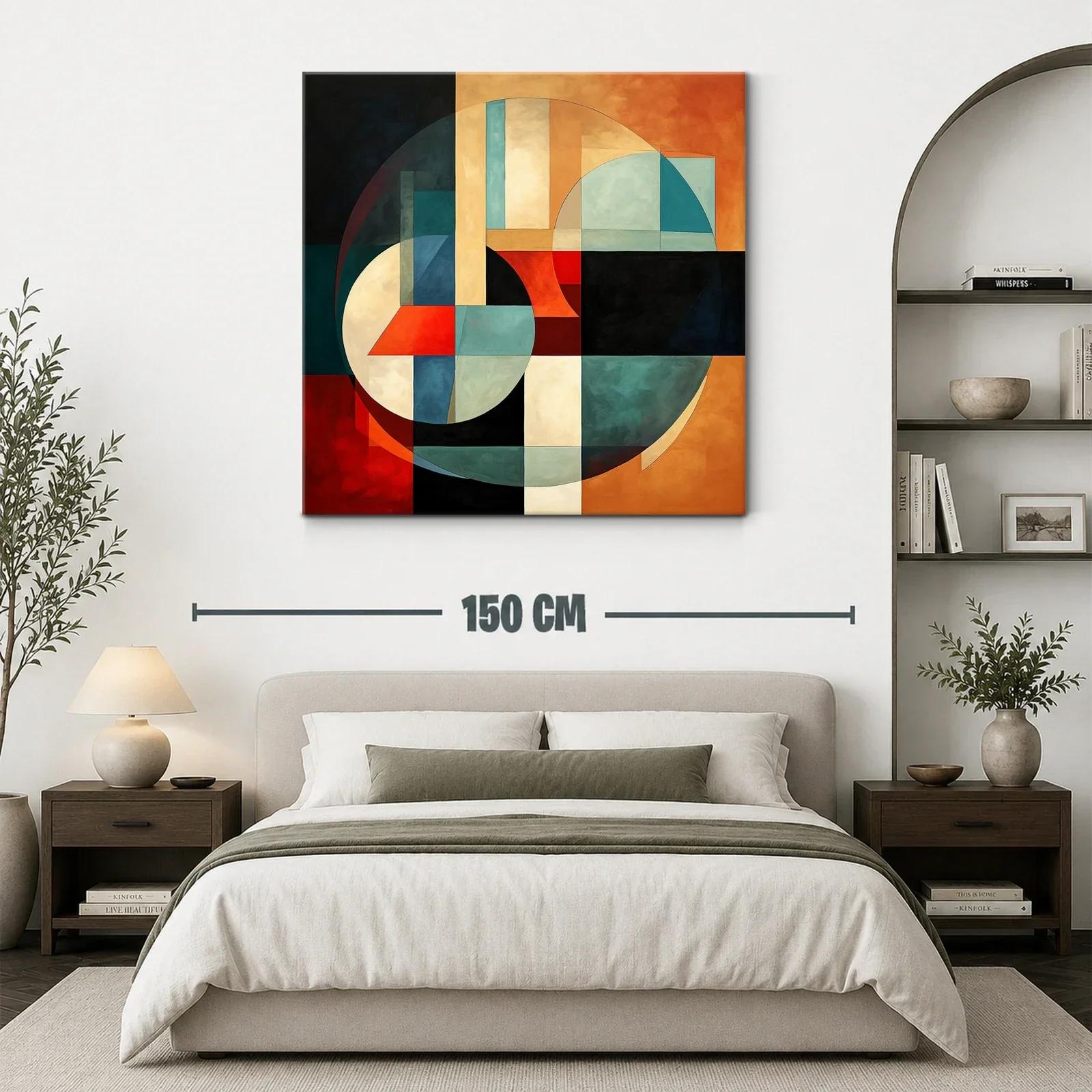 Arte abstracto geométrico con vibrantes tonos cálidos y fríos — miniatura 3