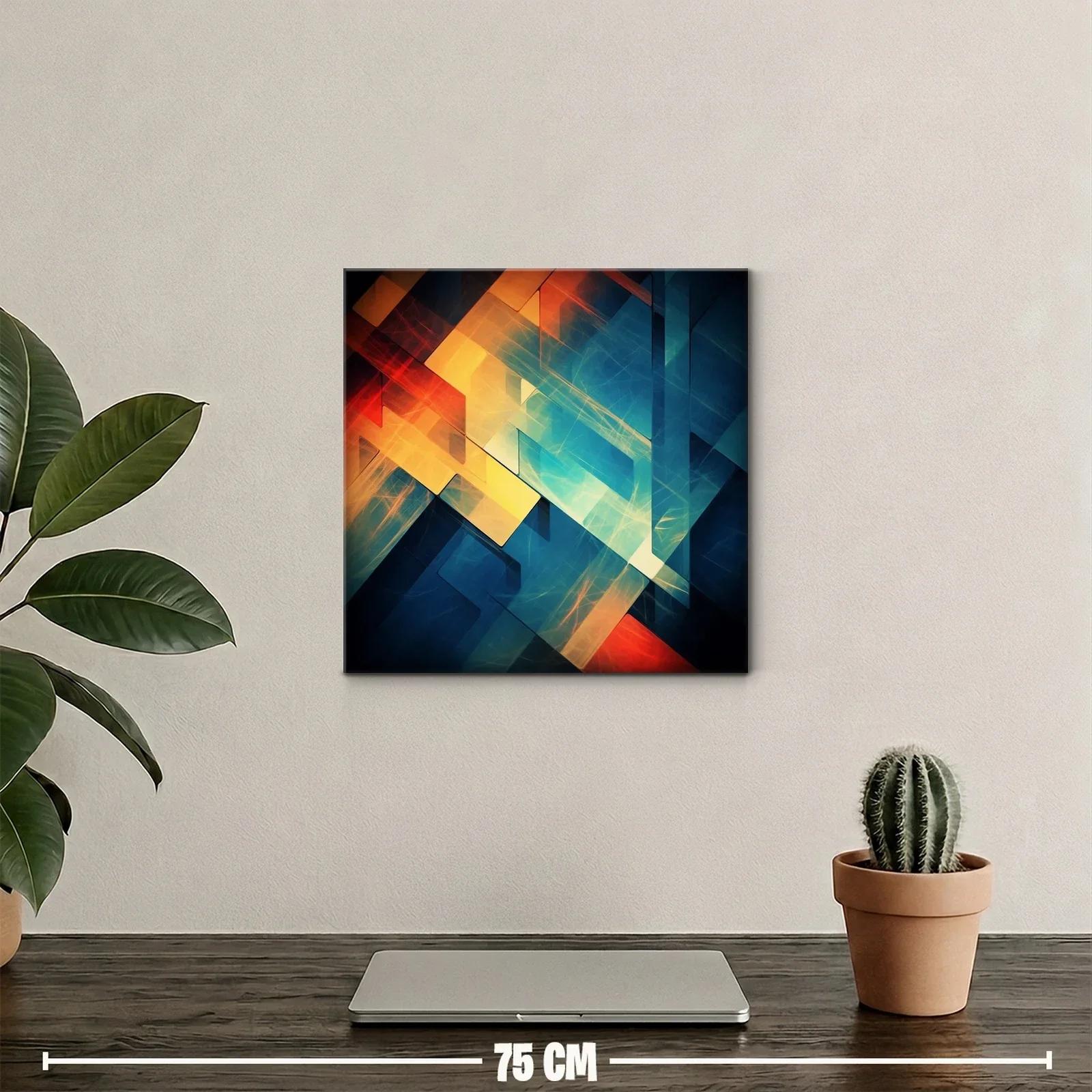 Composición abstracta en tonos cálidos y fríos vibrantes — miniatura 2