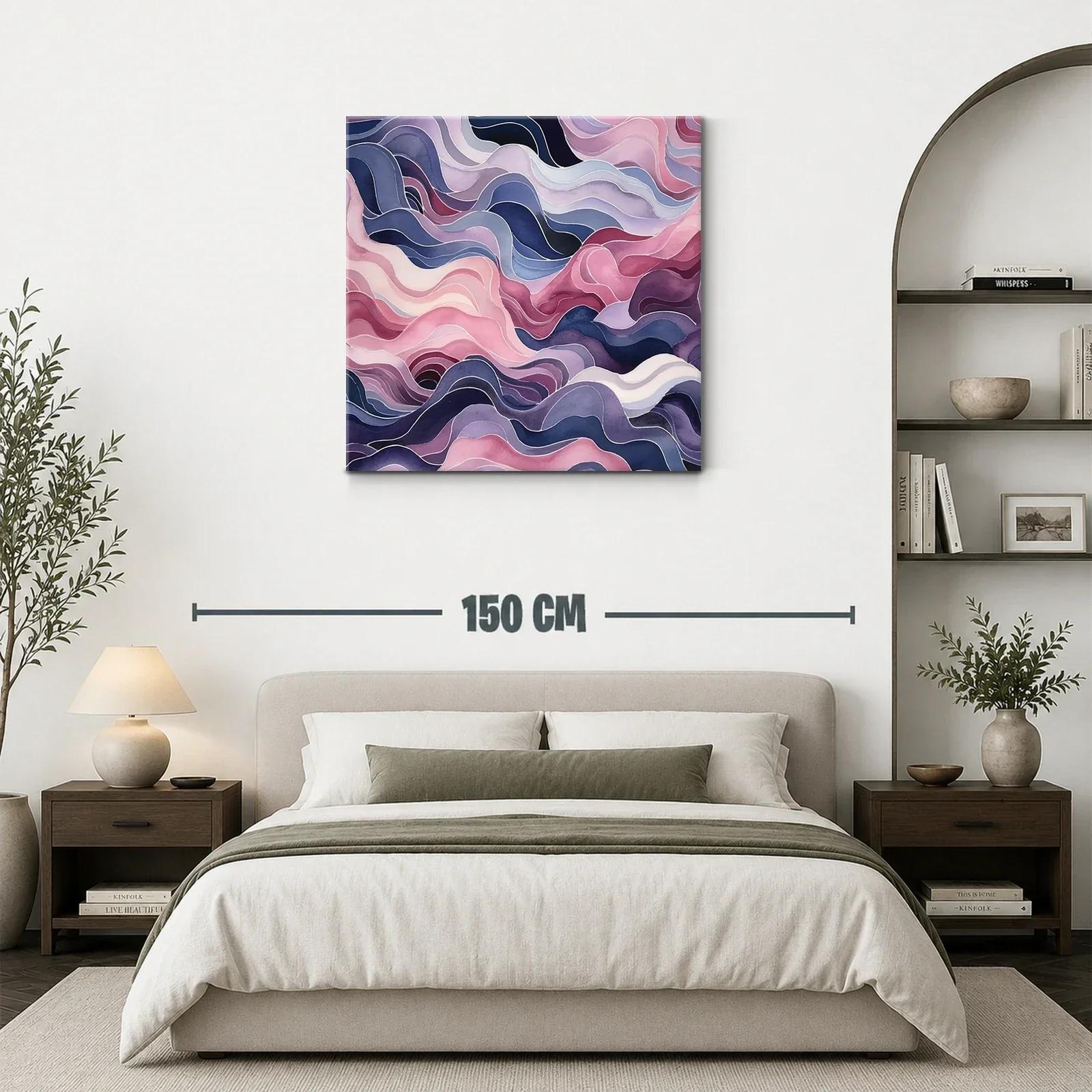 Cuadro abstracto elegante en tonos suaves y ondas fluidas — miniatura 3