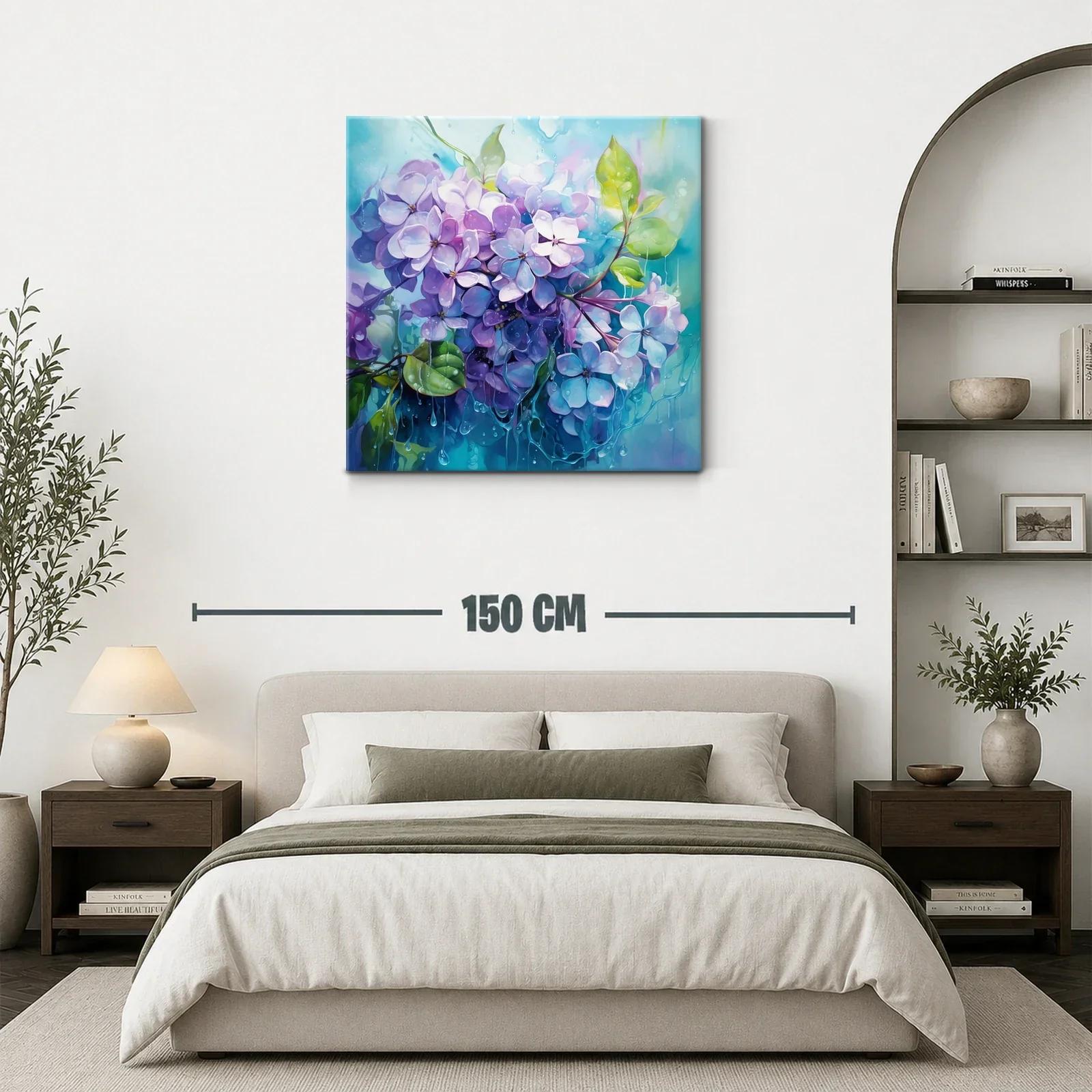Ramillete de flores lilas con gotas de agua fresca — miniatura 3