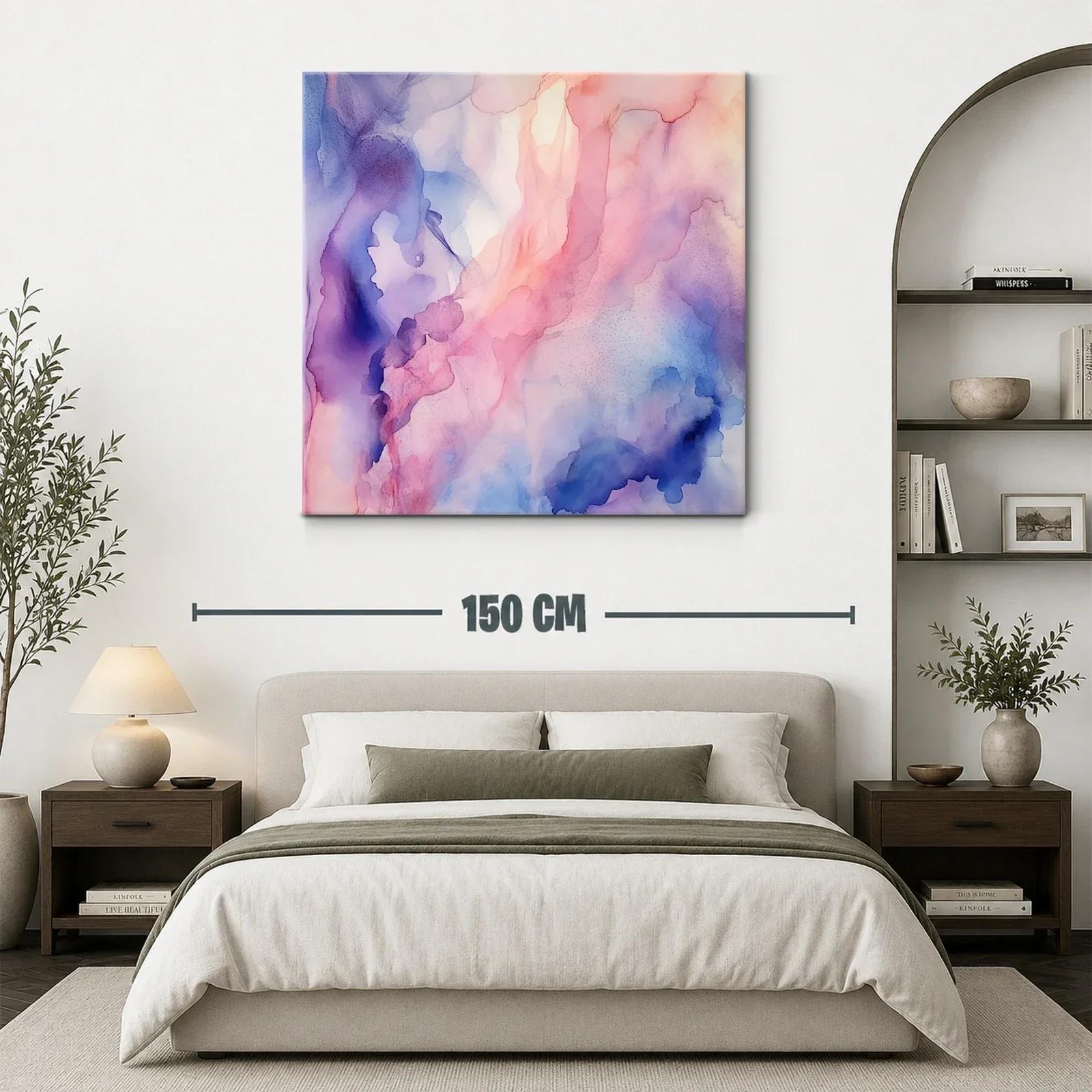 Cuadro abstracto con suaves tonalidades pastel y azules — miniatura 3