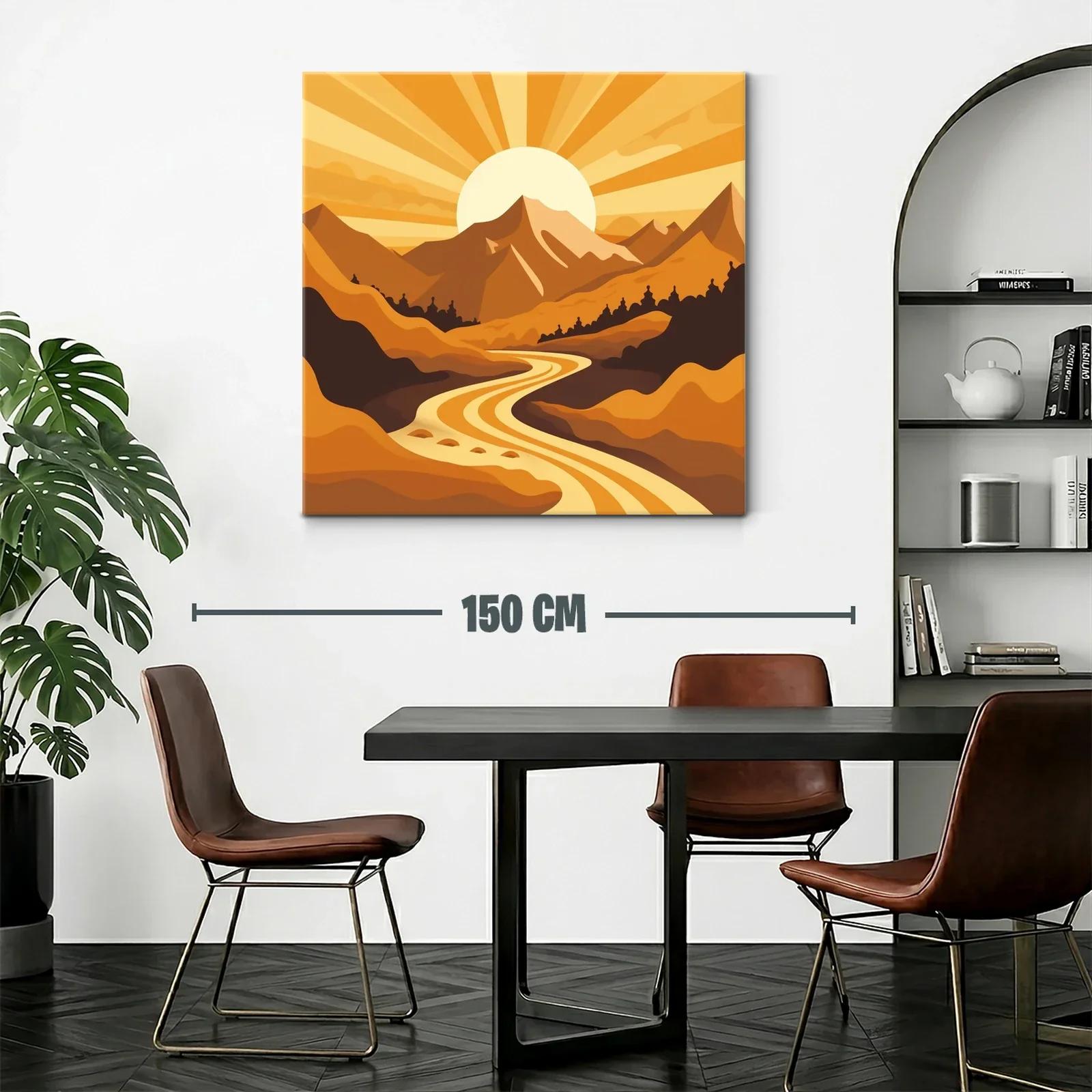 Paisaje de montaña al amanecer con río dorado — miniatura 2