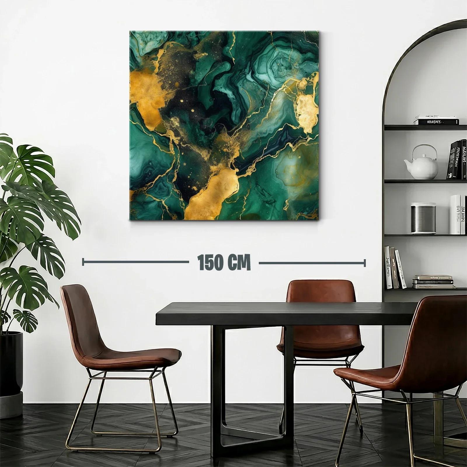 Composición abstracta en tonos verdes y dorados elegantes — miniatura 2