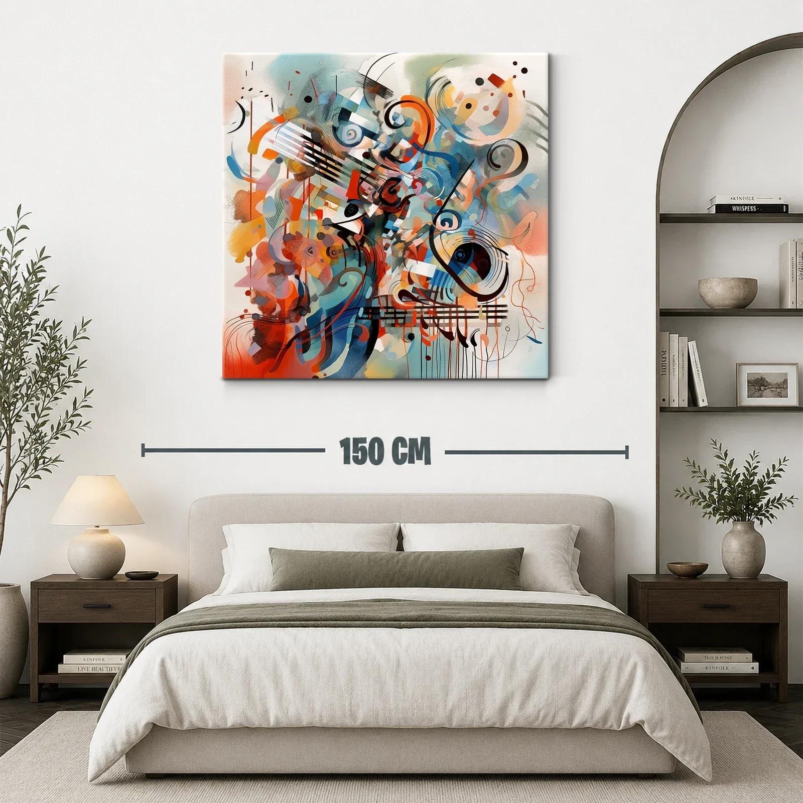 Composición abstracta con notas musicales vibrantes — miniatura 3