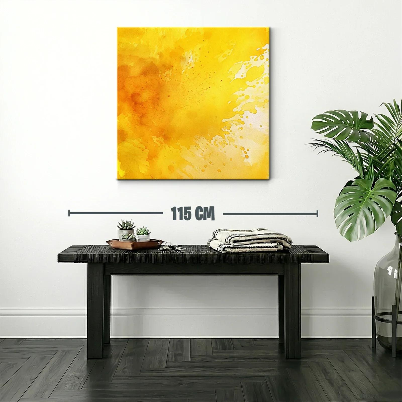 Cuadro abstracto en tonos cálidos amarillos y naranjas — miniatura 2