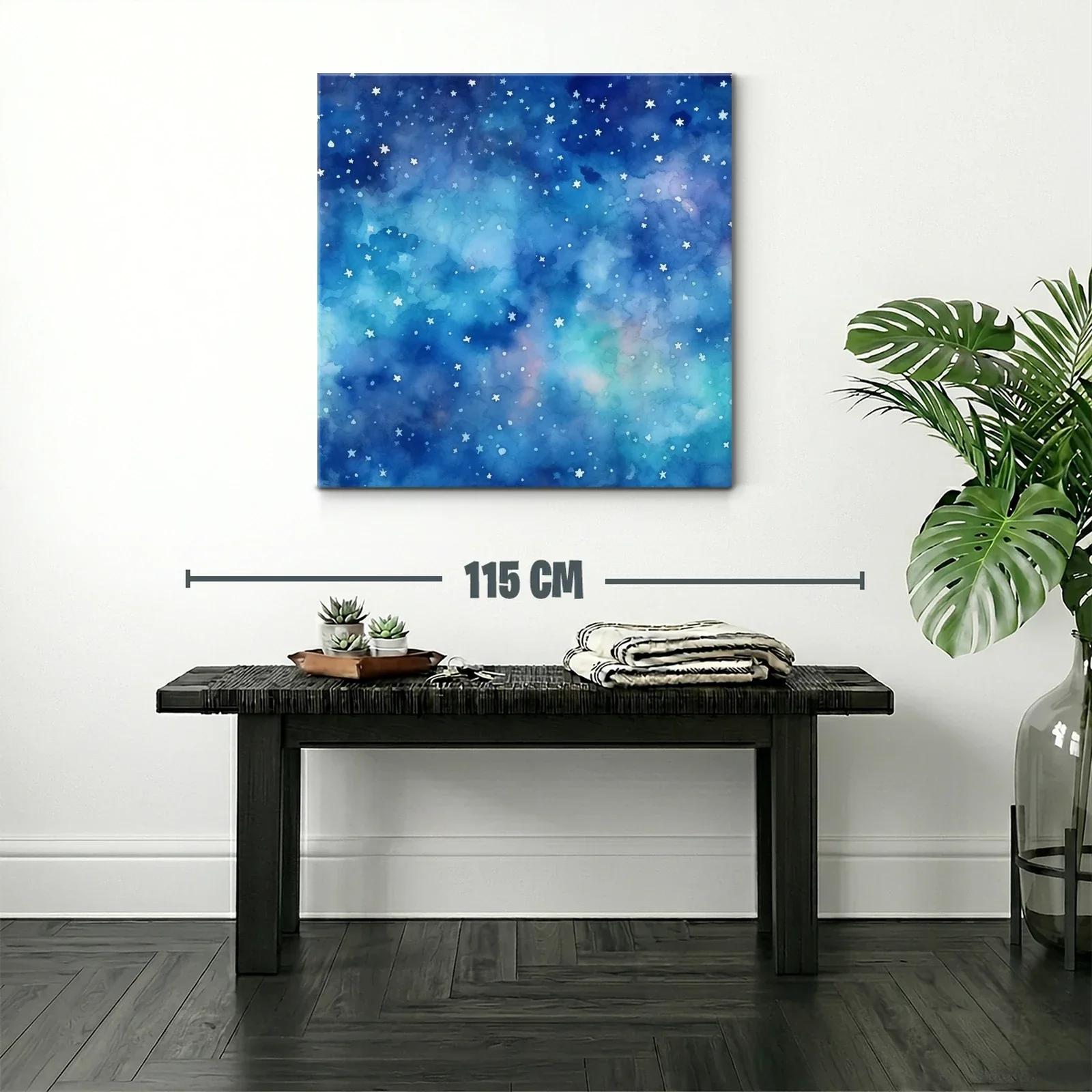 Cuadro abstracto con cielo estrellado y tonos azules — miniatura 2
