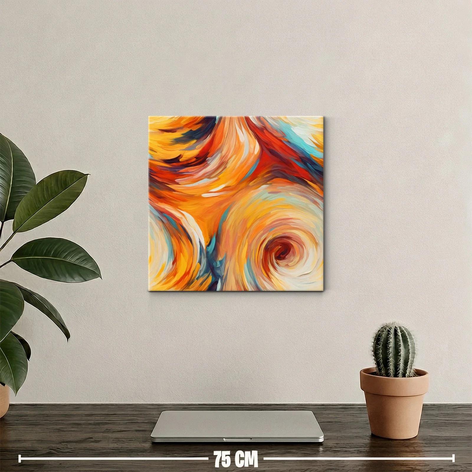 Cuadro Abstracto en Tonos Cálidos y Dinámicos — miniatura 2