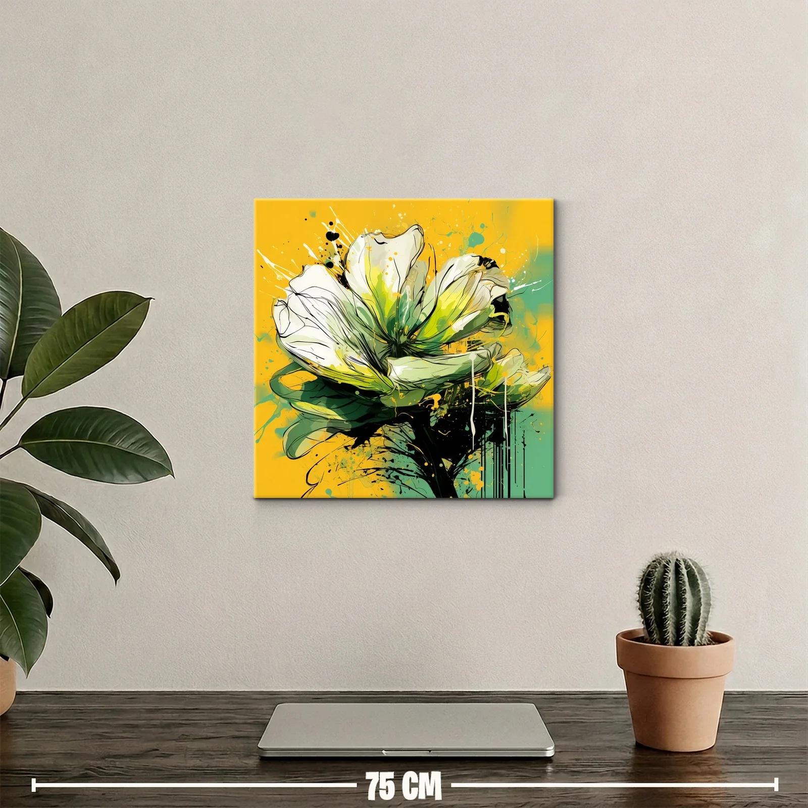 Flor abstracta vibrante en tonos verdes y amarillos — miniatura 2