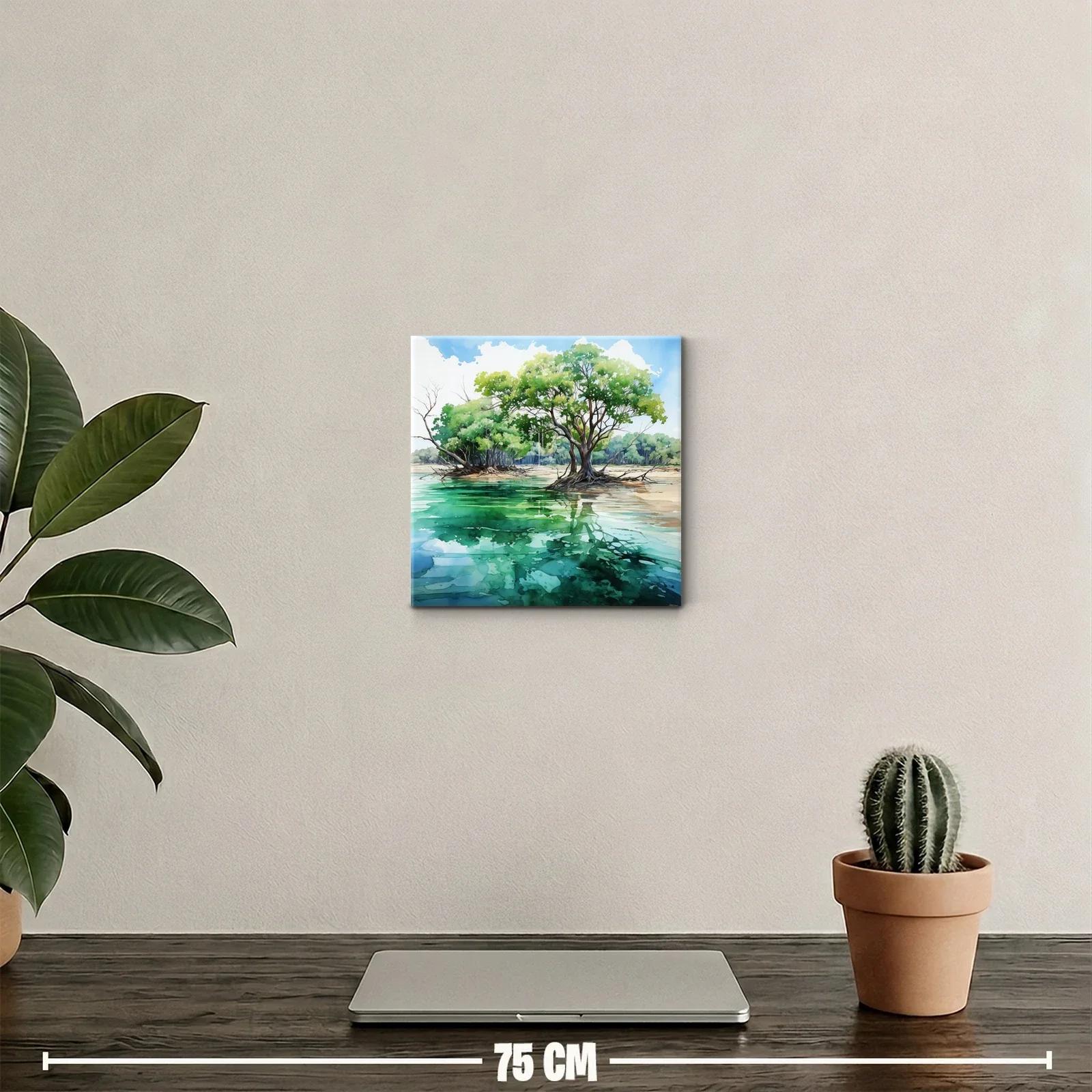 Paisaje natural con árboles reflejados en agua tranquila — miniatura 2