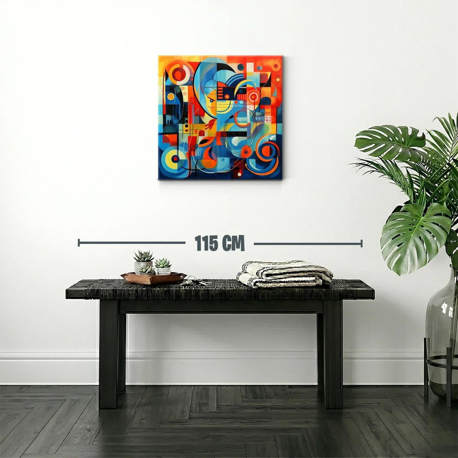 Composición abstracta vibrante con tonos cálidos y fríos — miniatura 2