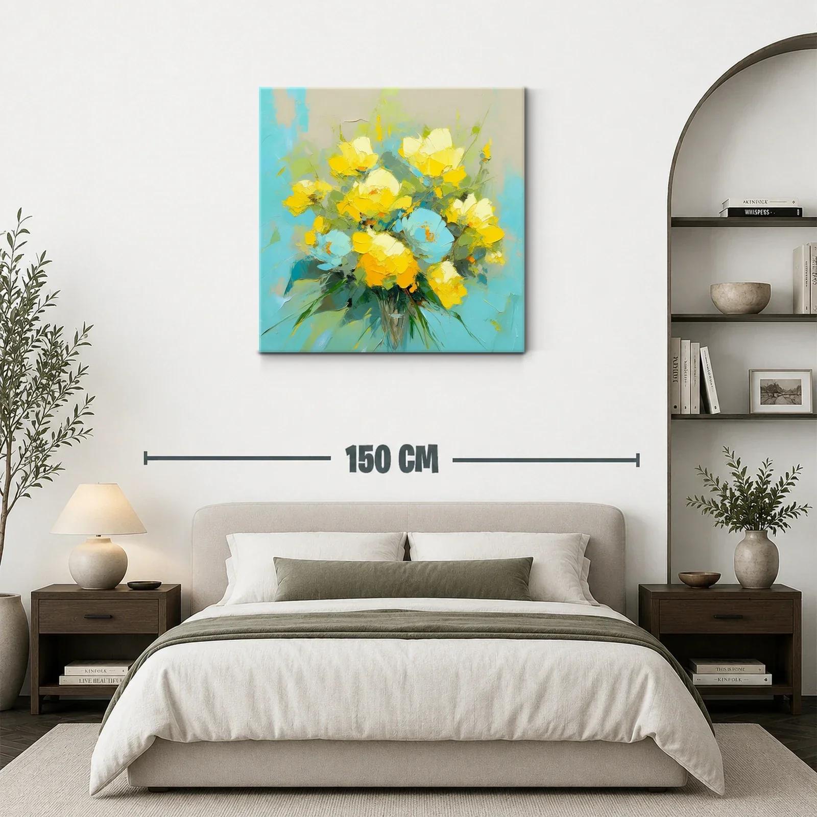 Ramo vibrante de flores en tonos amarillos y azules — miniatura 3