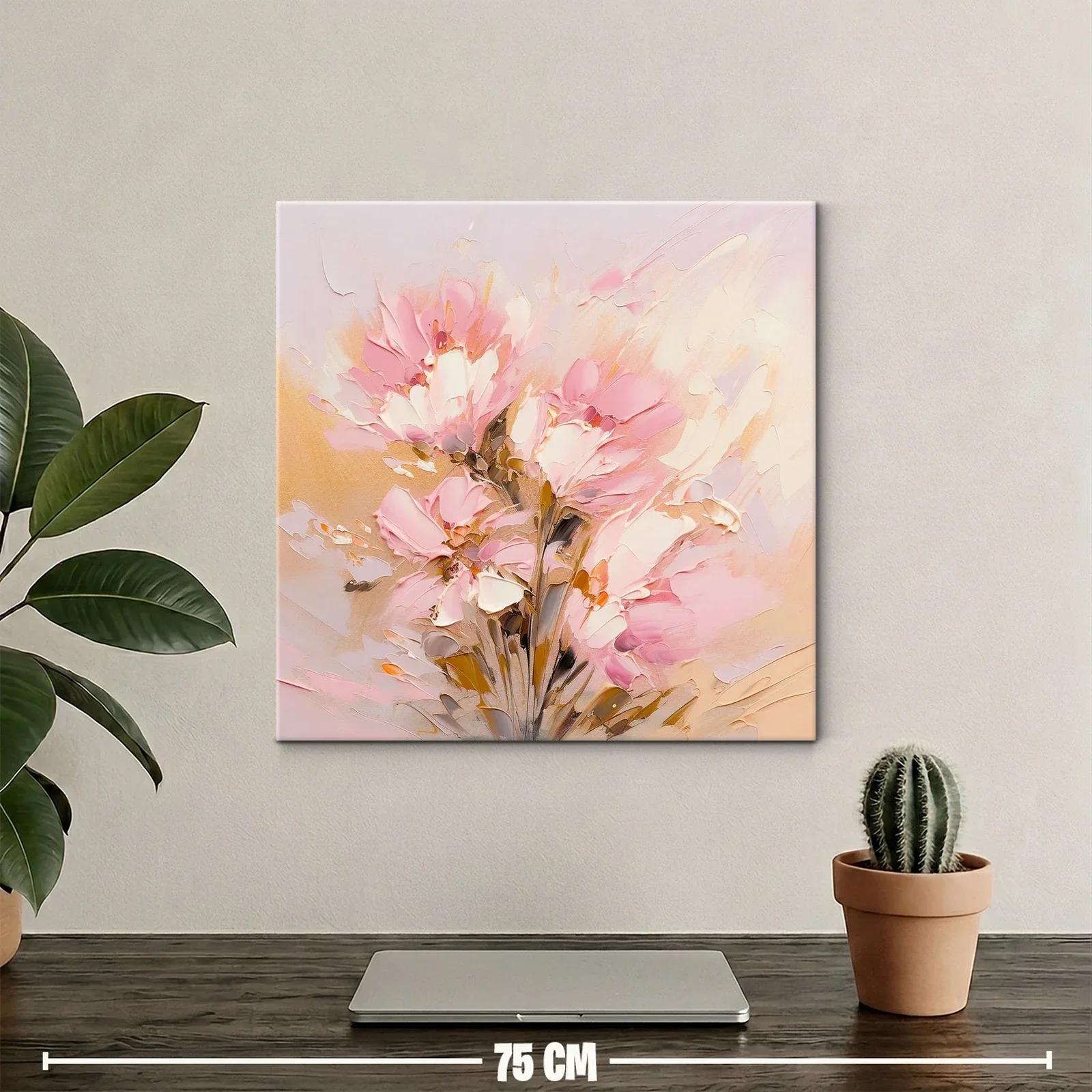 Flores abstractas en suave tonalidad rosa y beige — miniatura 2