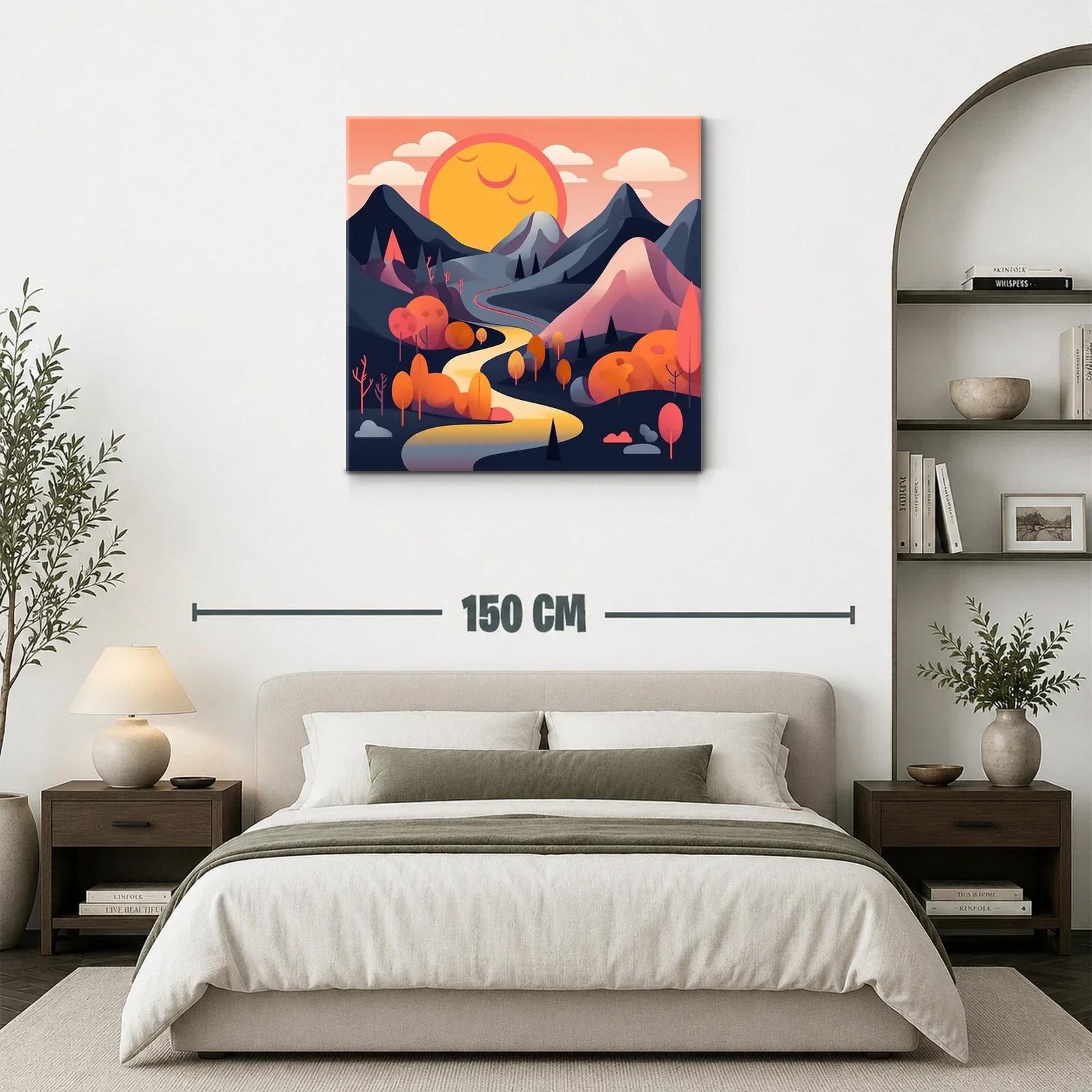 Paisaje sereno con camino y sol radiante al atardecer — miniatura 3