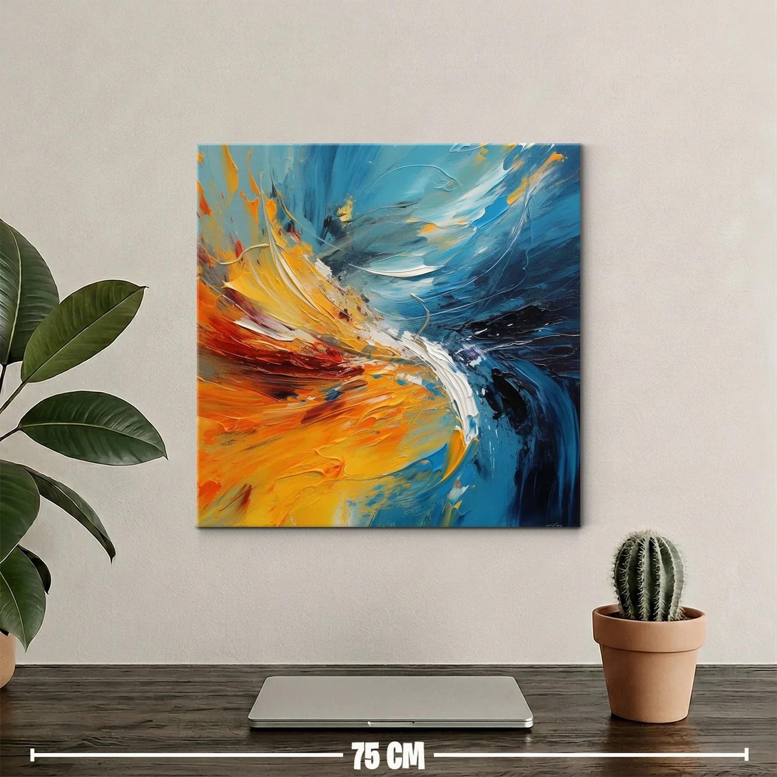 Cuadro abstracto con vibrantes tonos azules y naranjas — miniatura 2