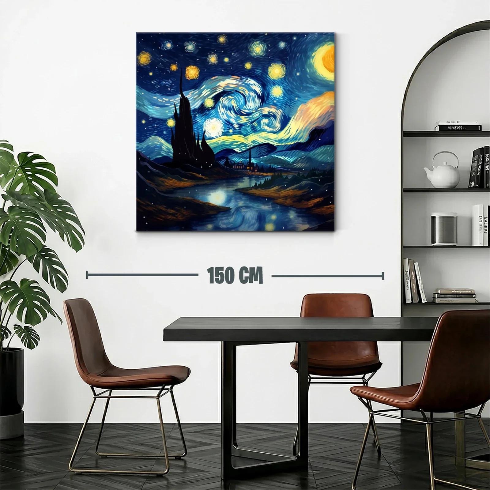 Paisaje nocturno con cielo estrellado vibrante y río reflejante — miniatura 2