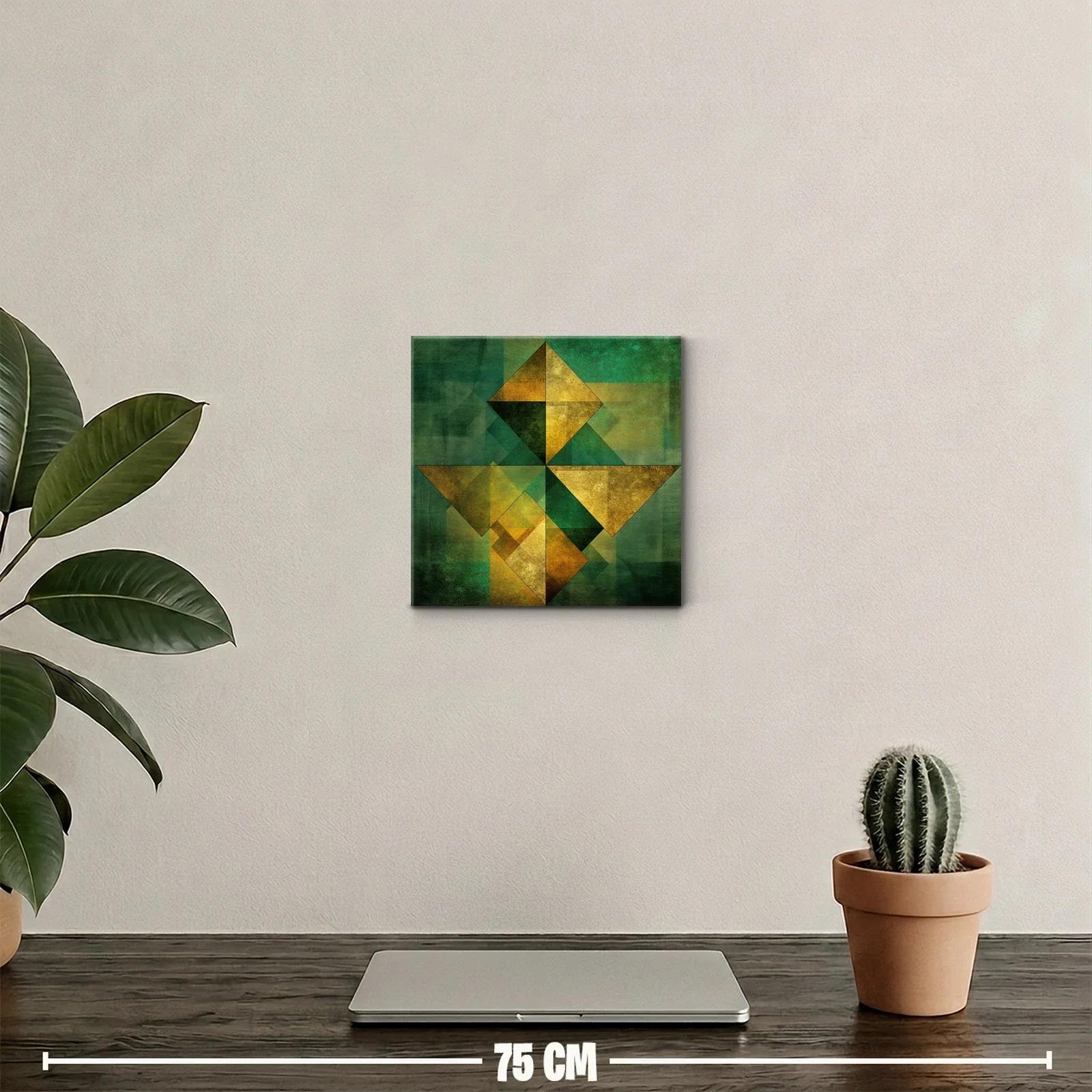 Decoración geométrica contemporánea en verde y dorado vibrante — miniatura 2