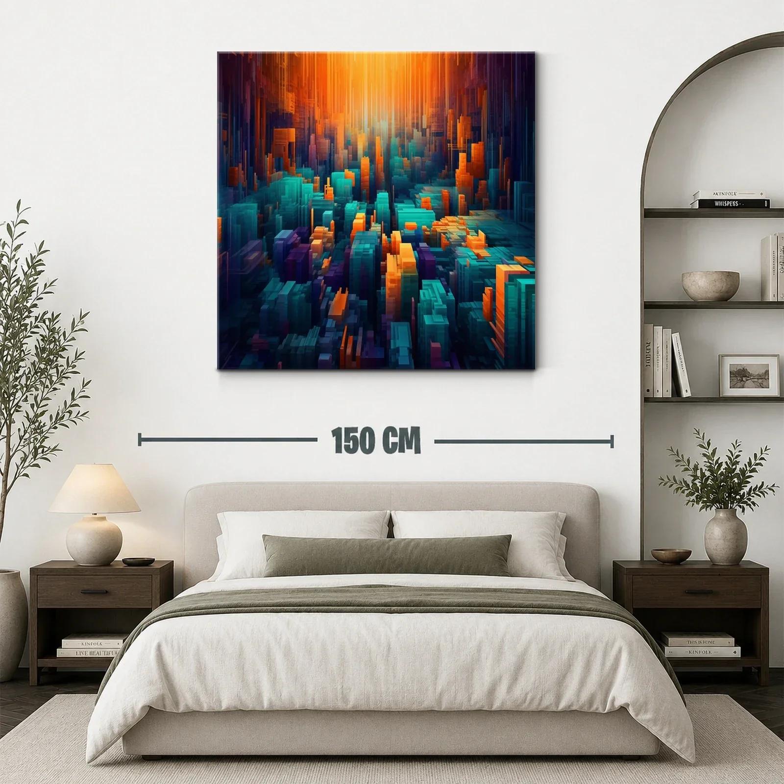Composición abstracta en tonos cálidos y fríos vibrantes — miniatura 3