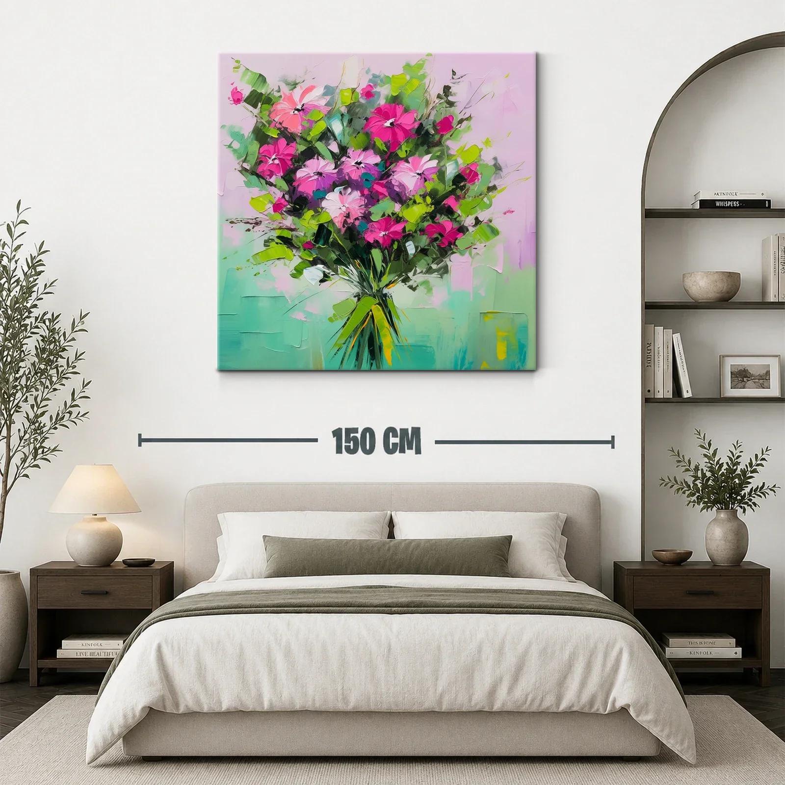 Ramo vibrante de flores en tonos verdes y fucsias — miniatura 3