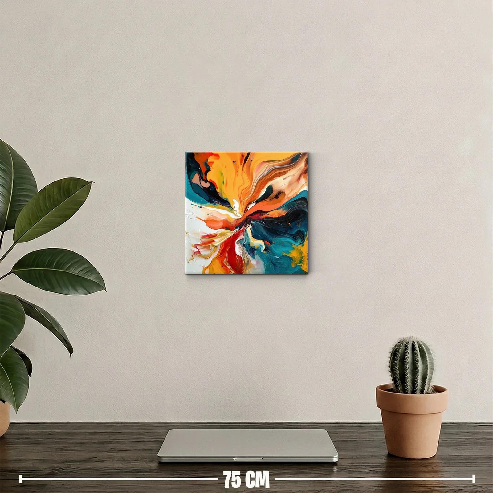 Cuadro abstracto con vibrantes tonos cálidos y fríos — miniatura 2