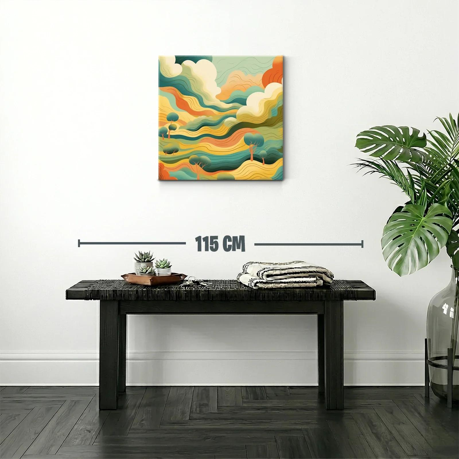 Paisaje abstracto en tonos cálidos y verdes vibrantes — miniatura 2