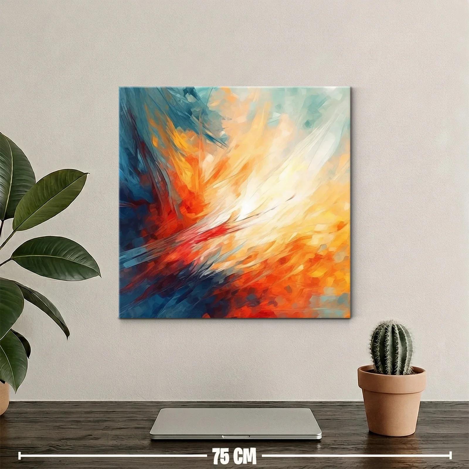 Cuadro abstracto con tonos cálidos y fríos vibrantes — miniatura 2