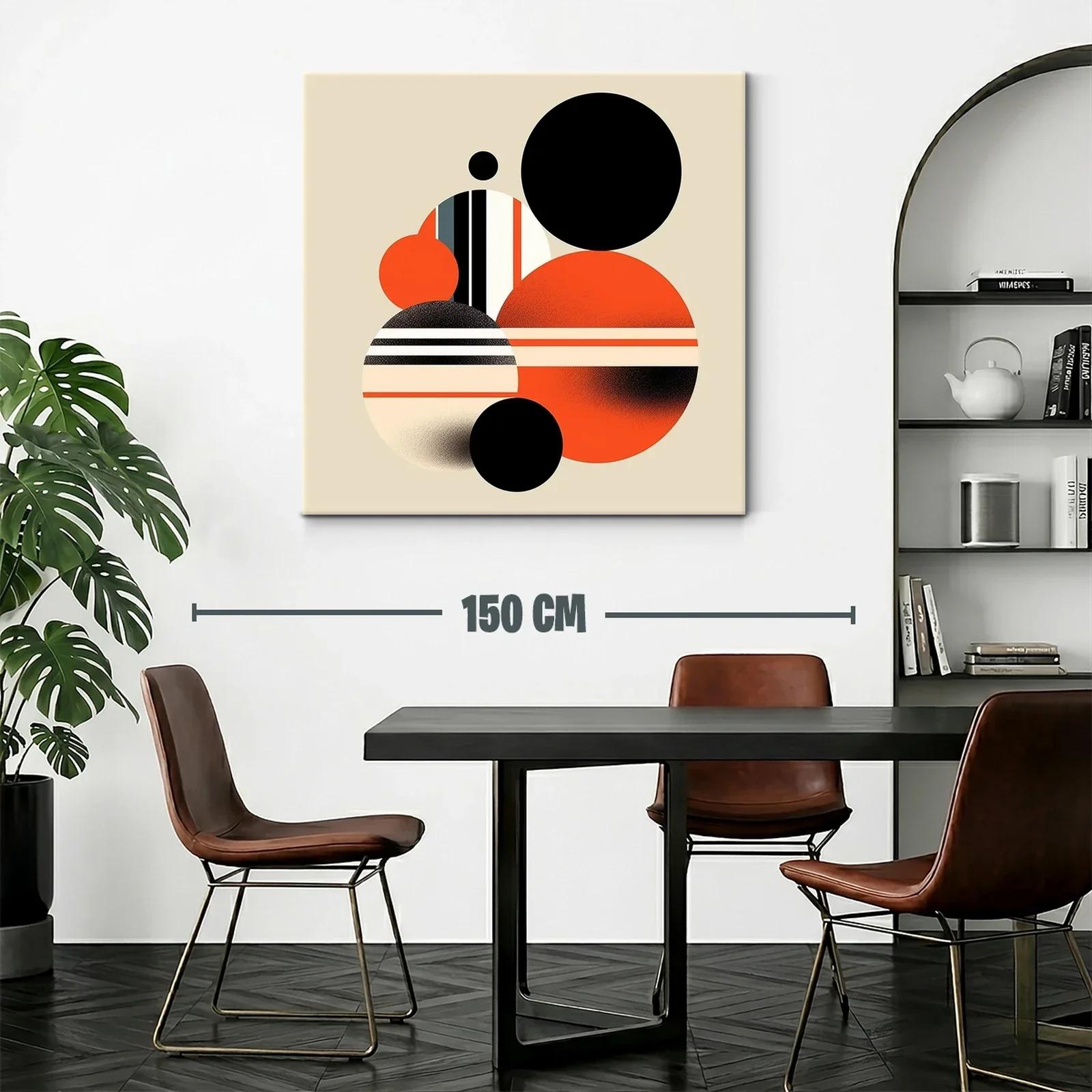 Composición geométrica con círculos en tonos negro y naranja — miniatura 2