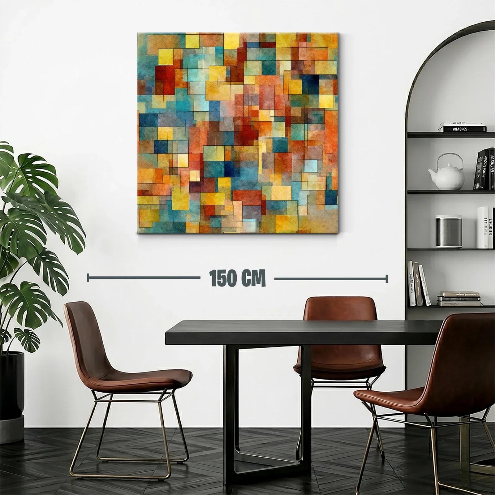 Cuadro abstracto con composición geométrica en tonos cálidos — miniatura 2