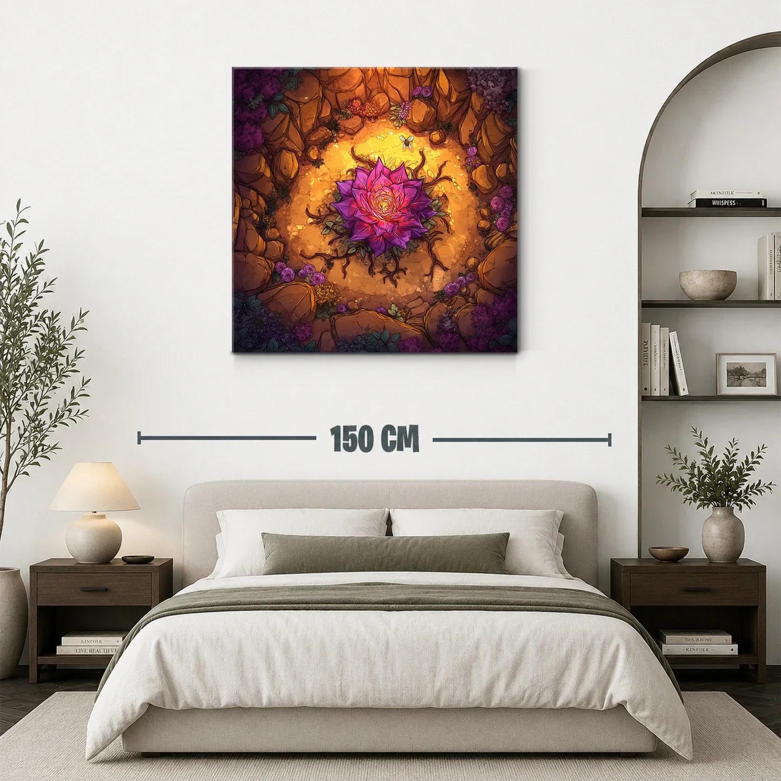 Flor luminosa rodeada de naturaleza en tonos cálidos y violetas — miniatura 3