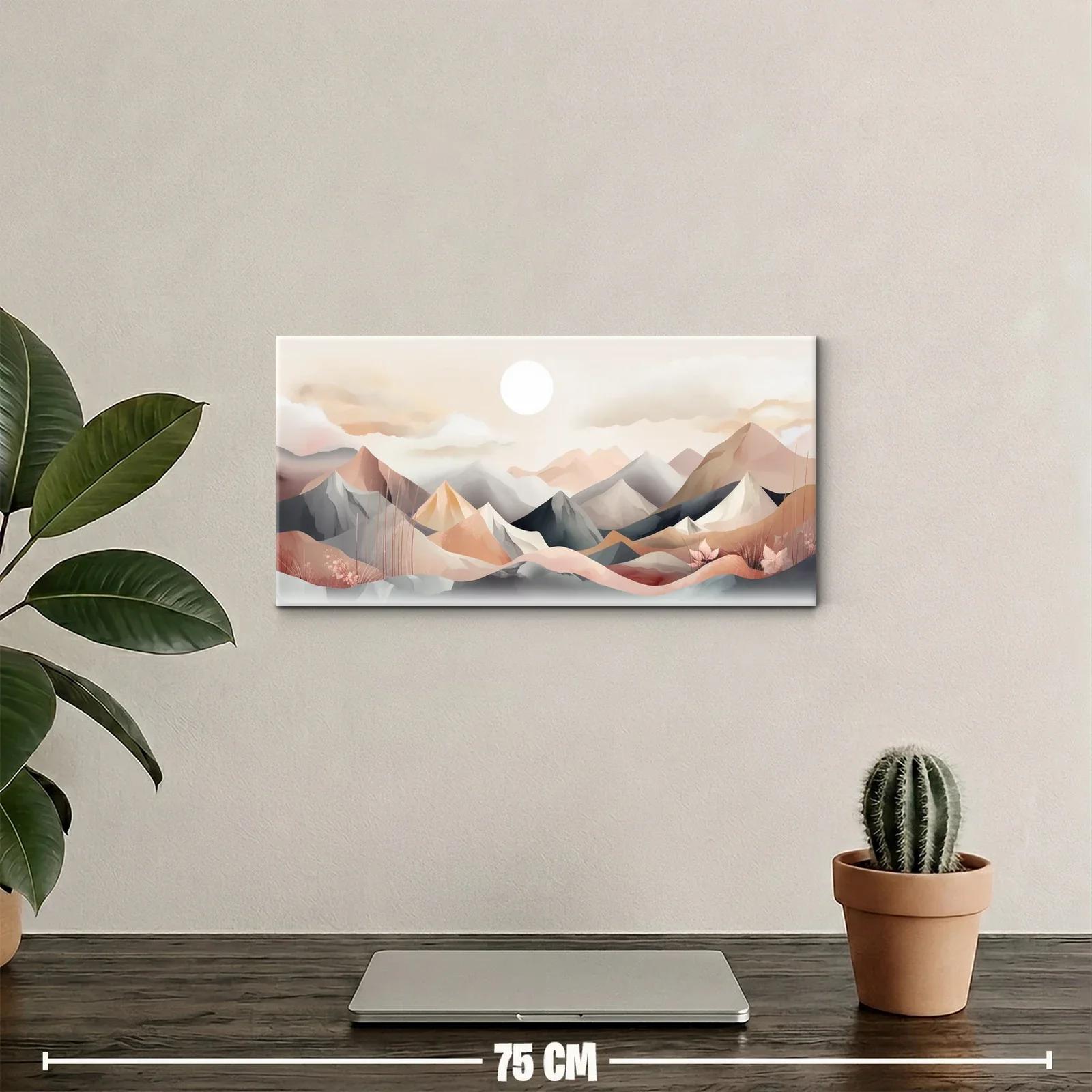 Cuadro cordillera de montañas con sol claro — miniatura 2