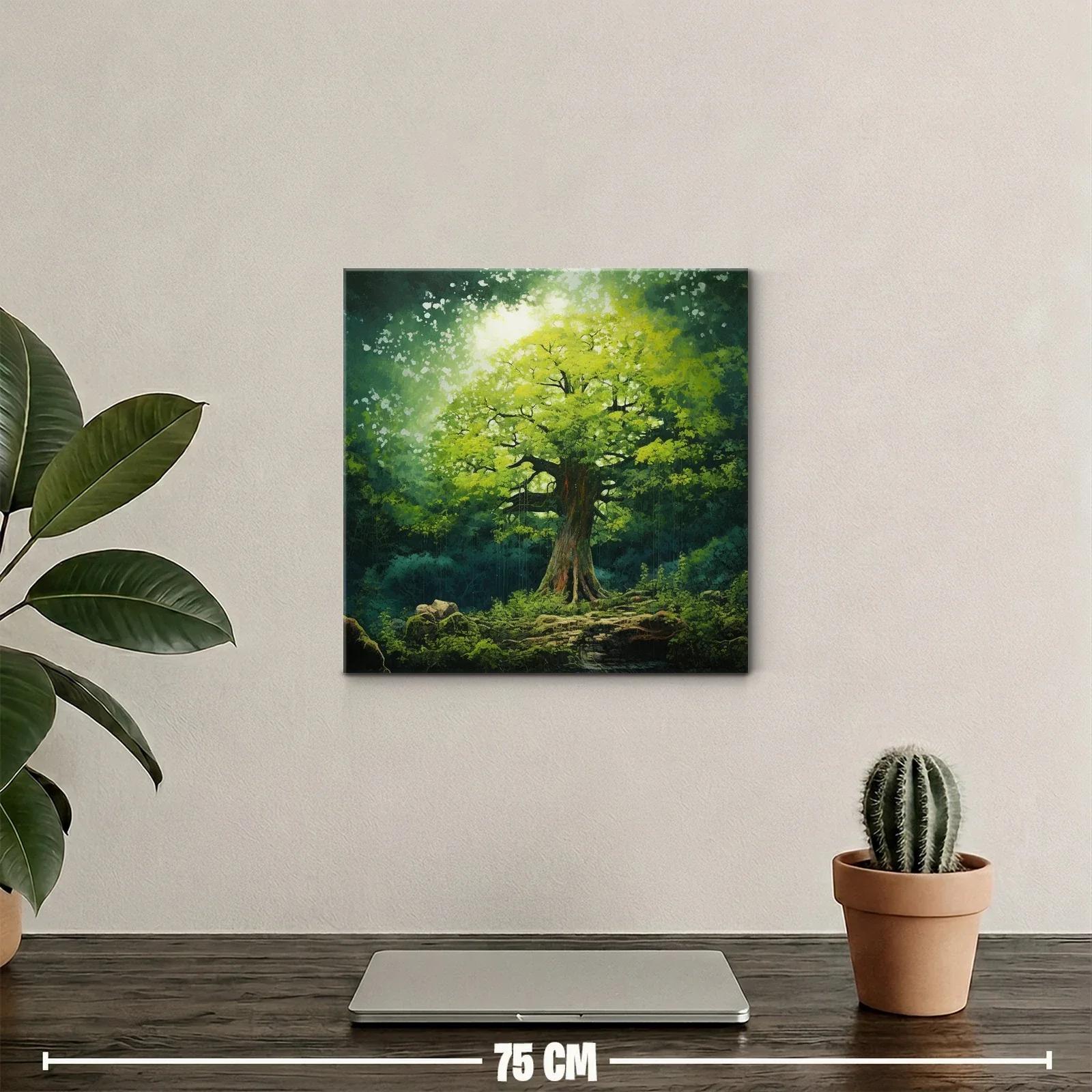 Árbol iluminado en un bosque tranquilo y encantador — miniatura 2