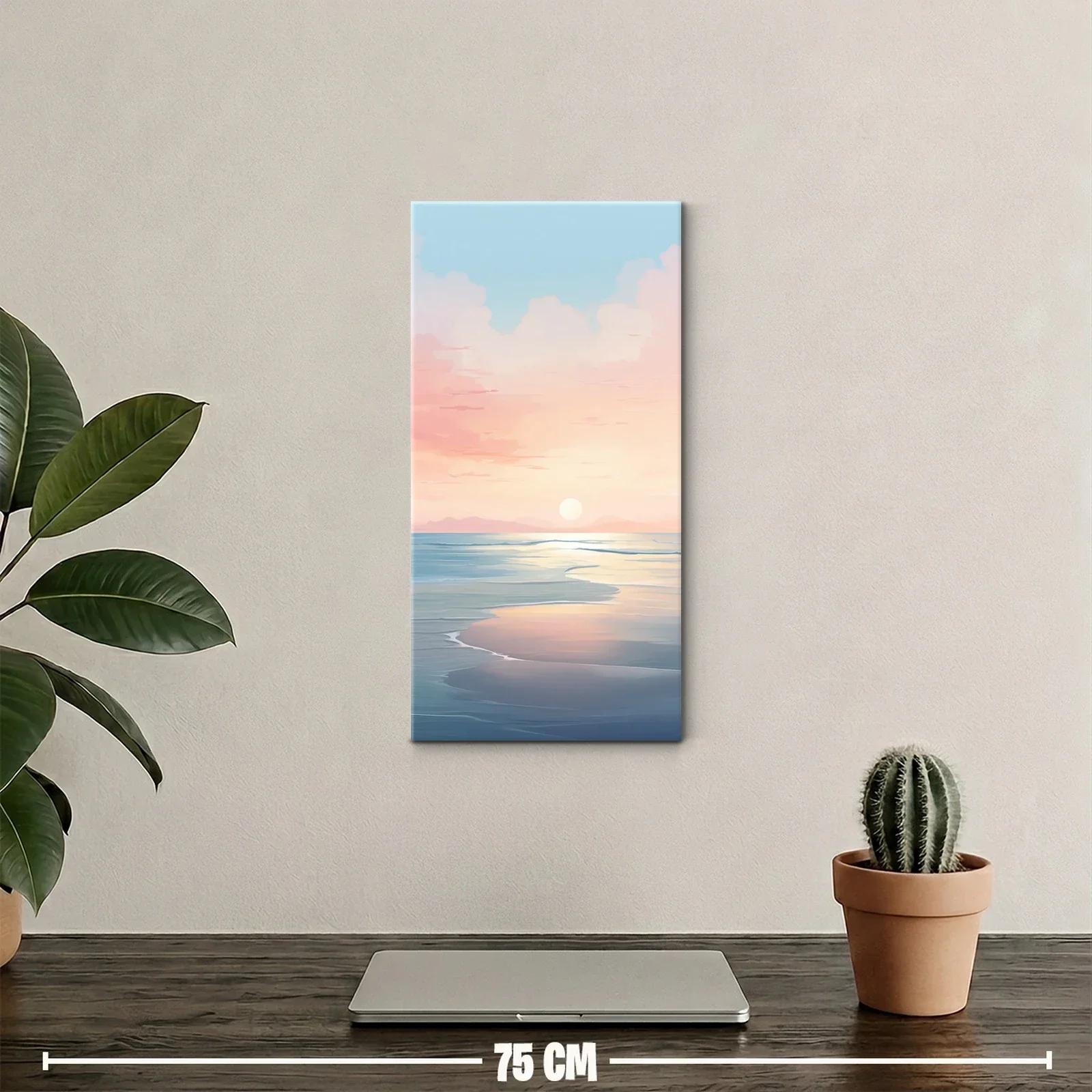 Cuadro atardecer sobre el mar con orilla curva — miniatura 2