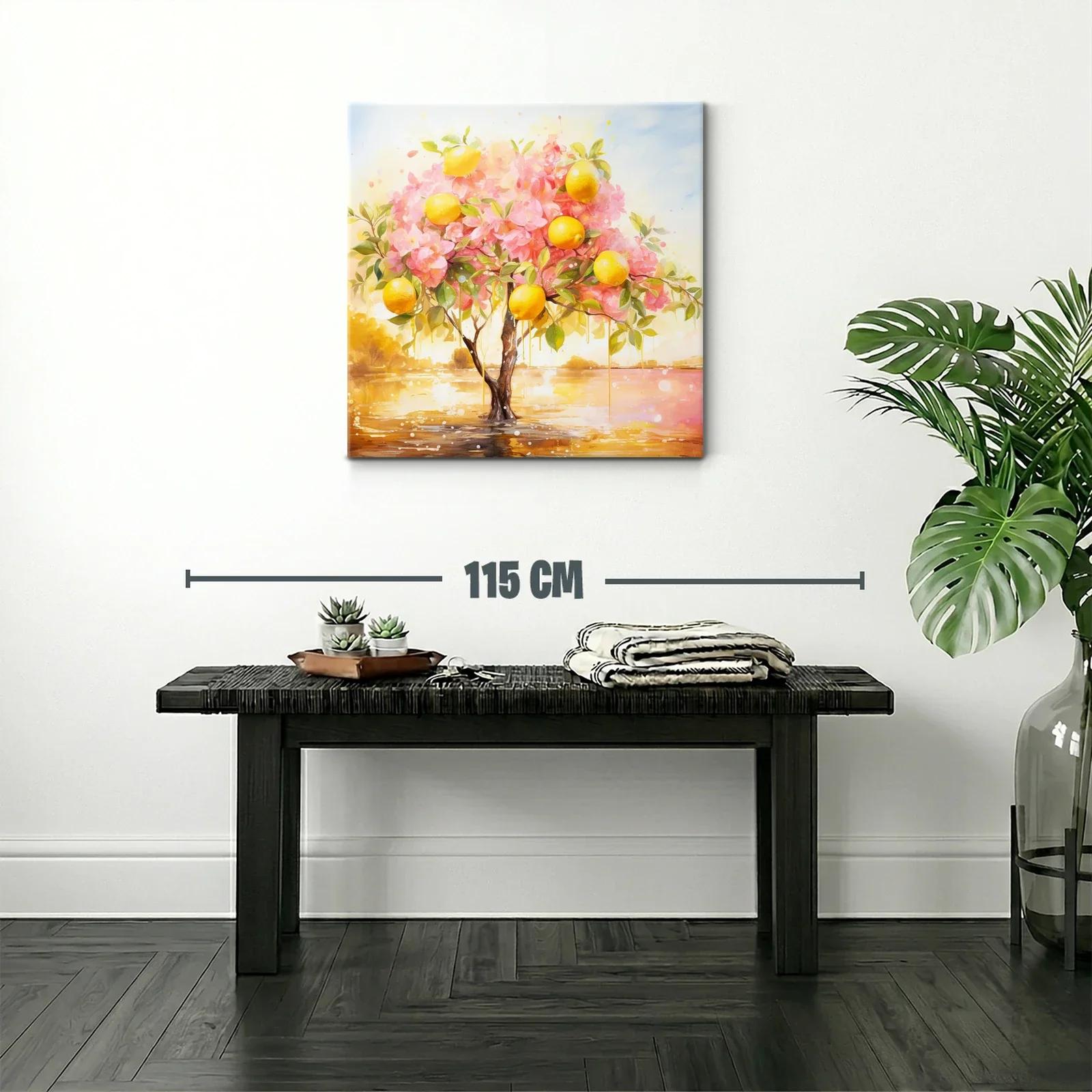 Árbol de limones con flores rosas en paisaje soleado — miniatura 2