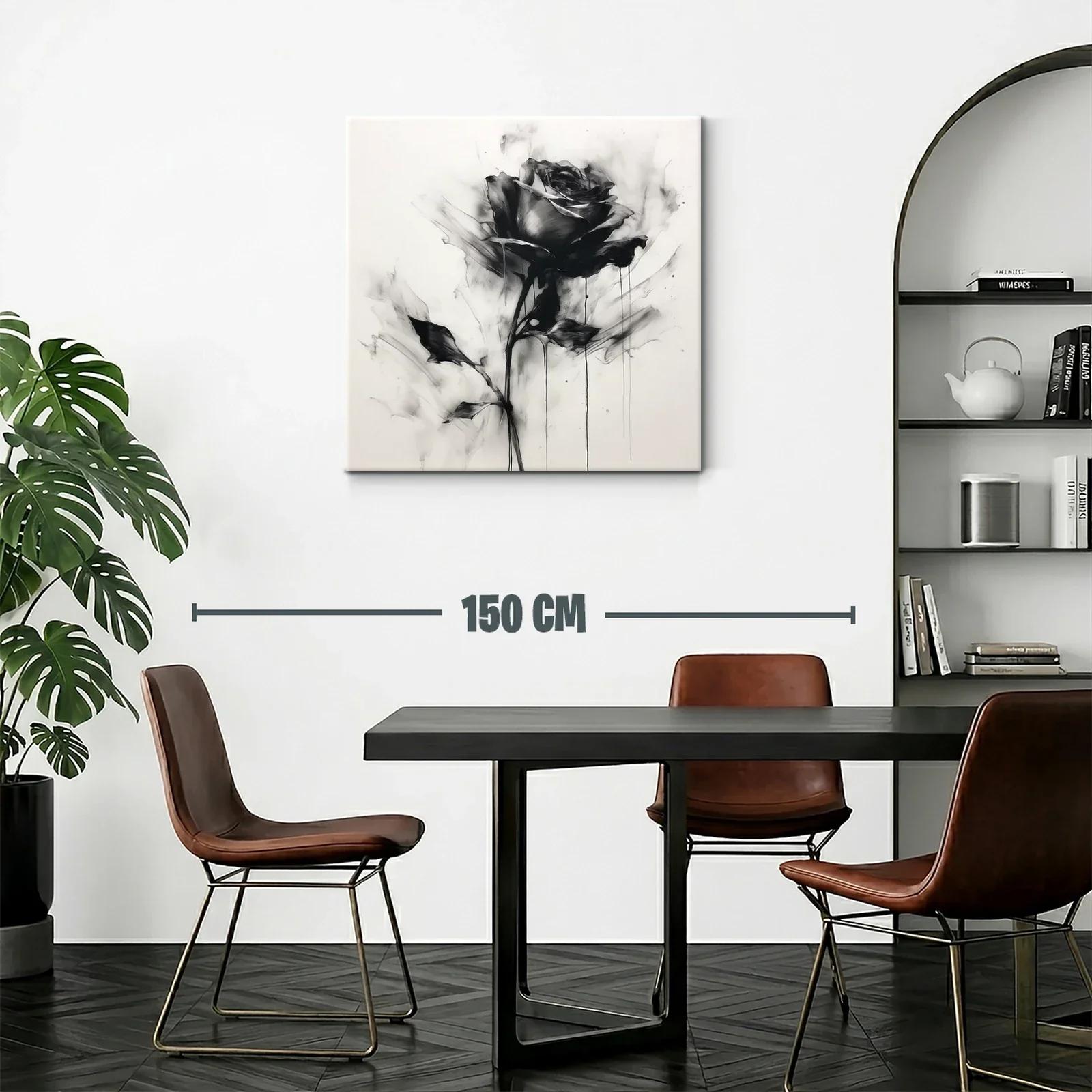 Rosa en blanco y negro con efecto acuarela y trazos fluidos — miniatura 2