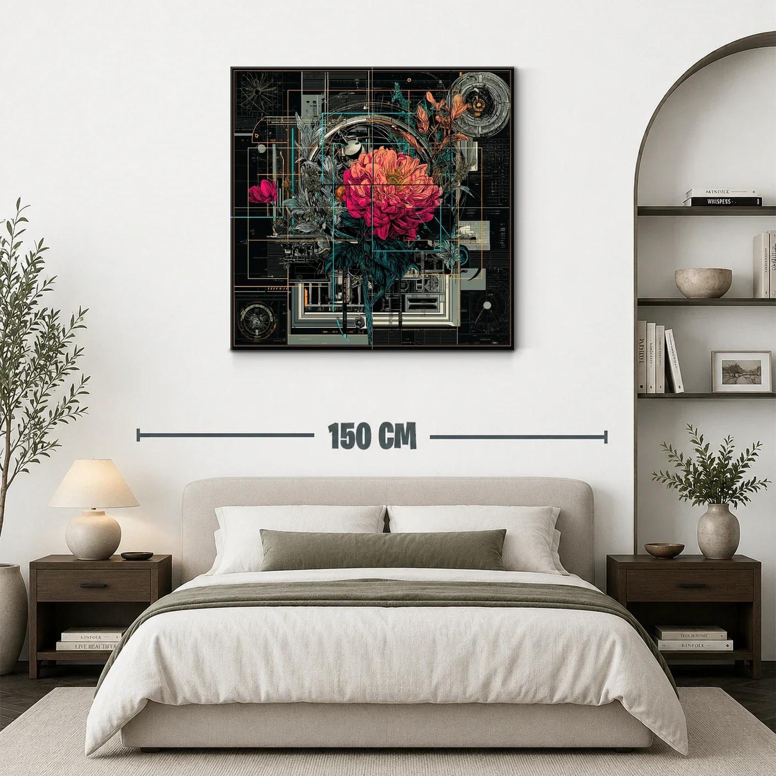 Composición floral futurista con elementos técnicos y vibrantes — miniatura 3