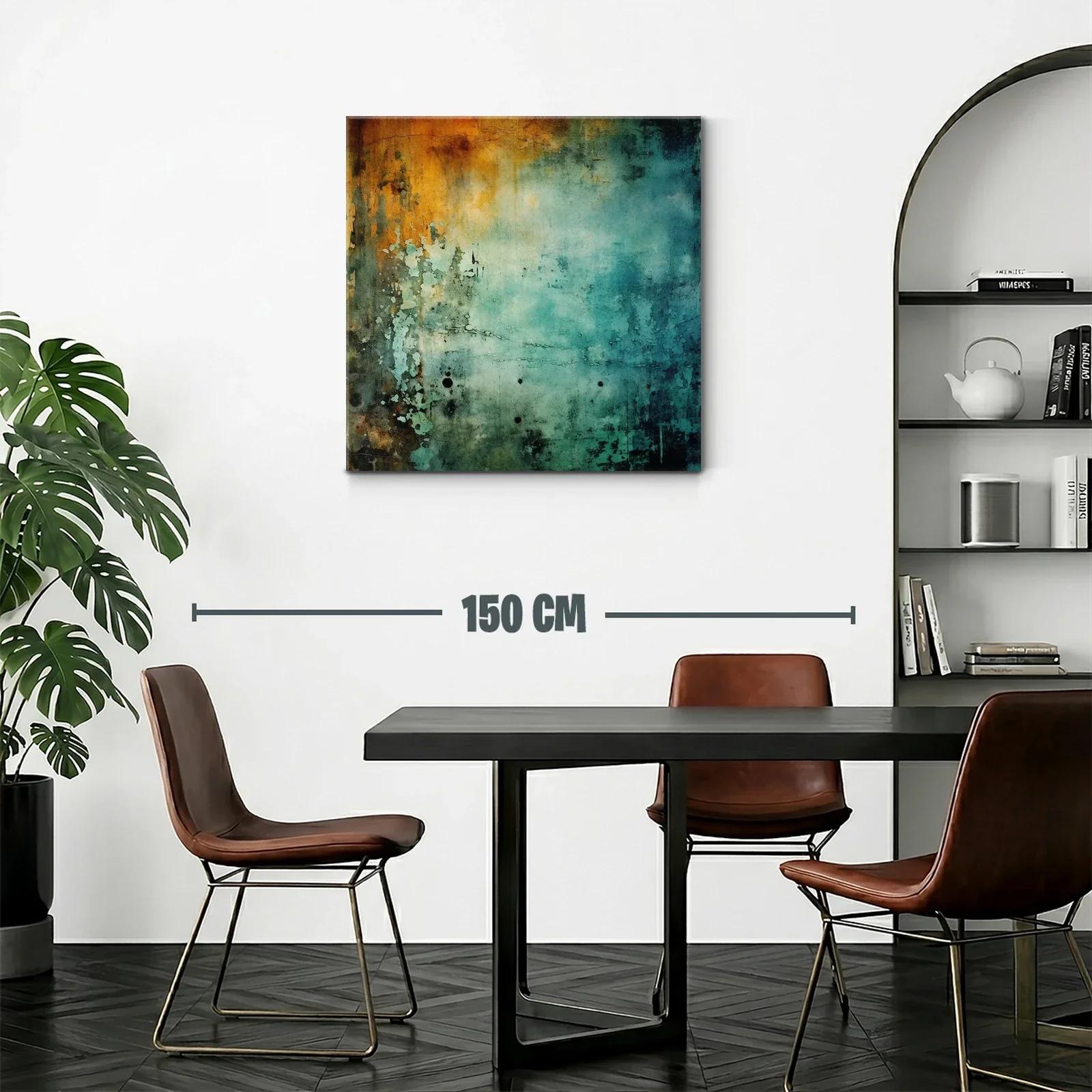 Cuadro abstracto con texturas y tonos cálidos y fríos — miniatura 2