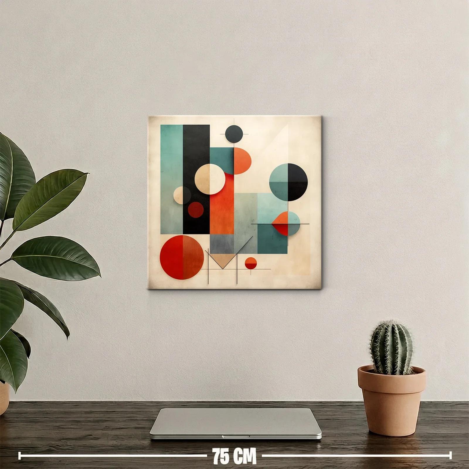 Cuadro abstracto con figuras geométricas y tonos cálidos — miniatura 2