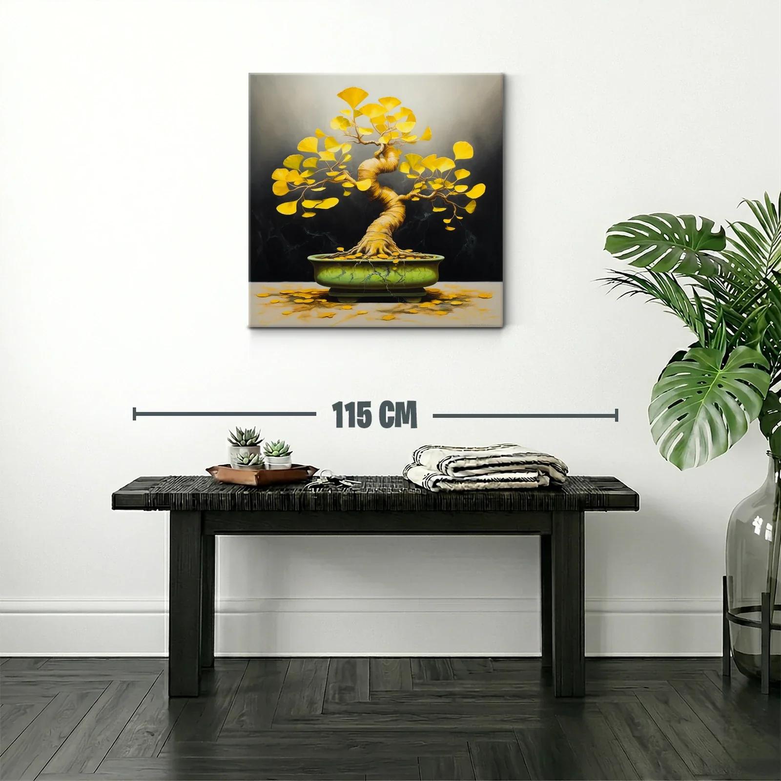 Árbol de Ginkgo con hojas doradas y maceta verde — miniatura 2