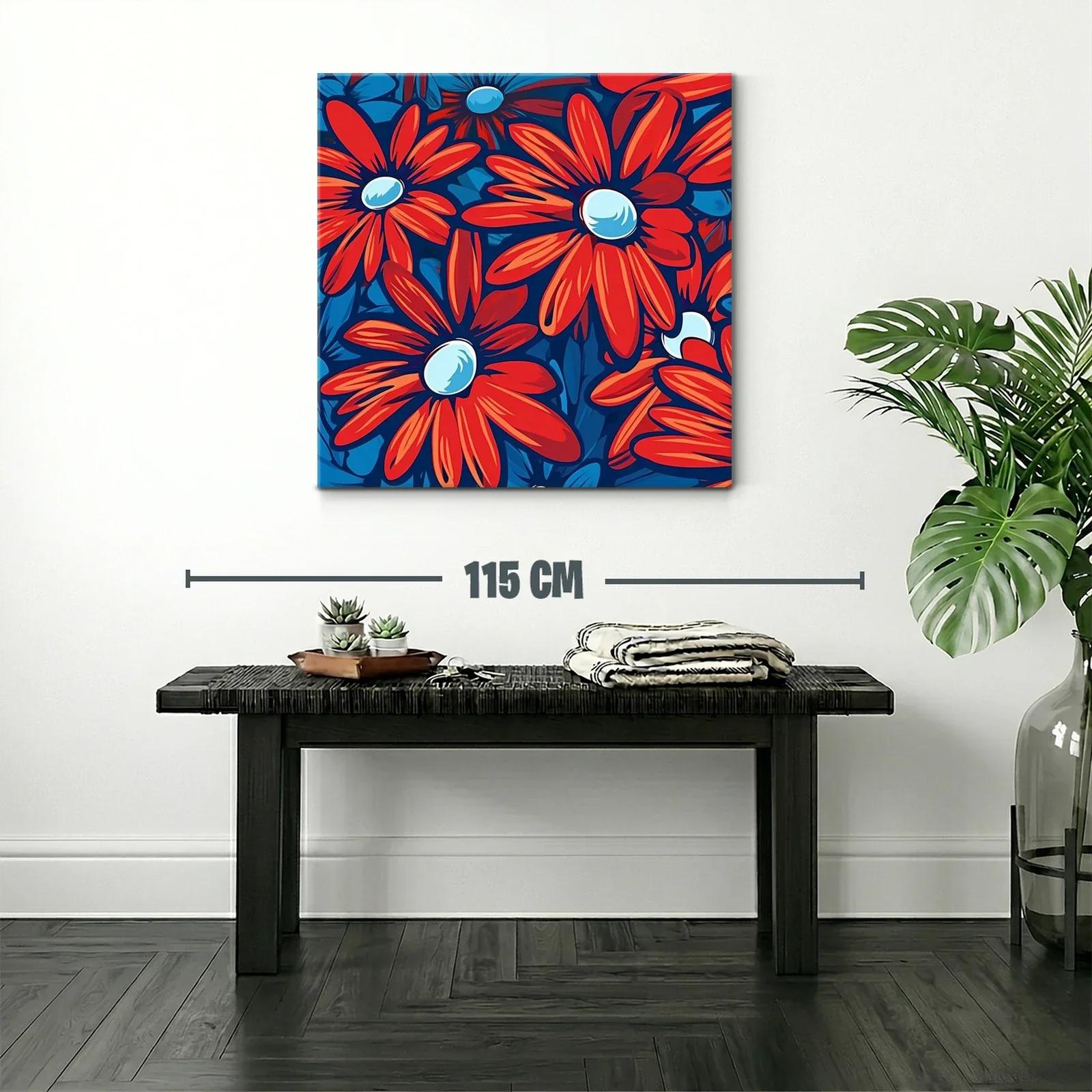 Flores vibrantes en tonos rojos y azules intensos — miniatura 2