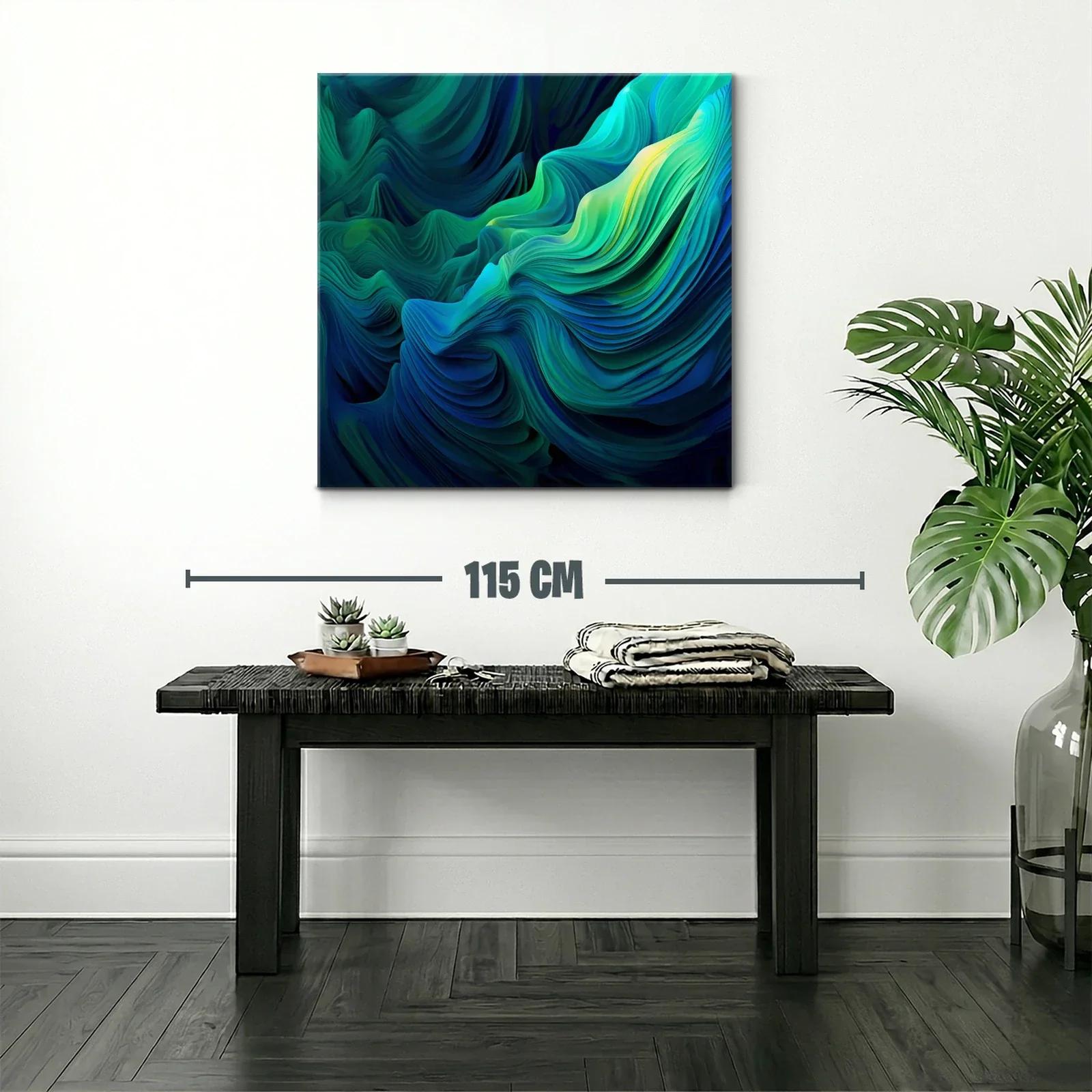 Cuadro Abstracto en Tonos Verdes y Azules Vibrantes — miniatura 2