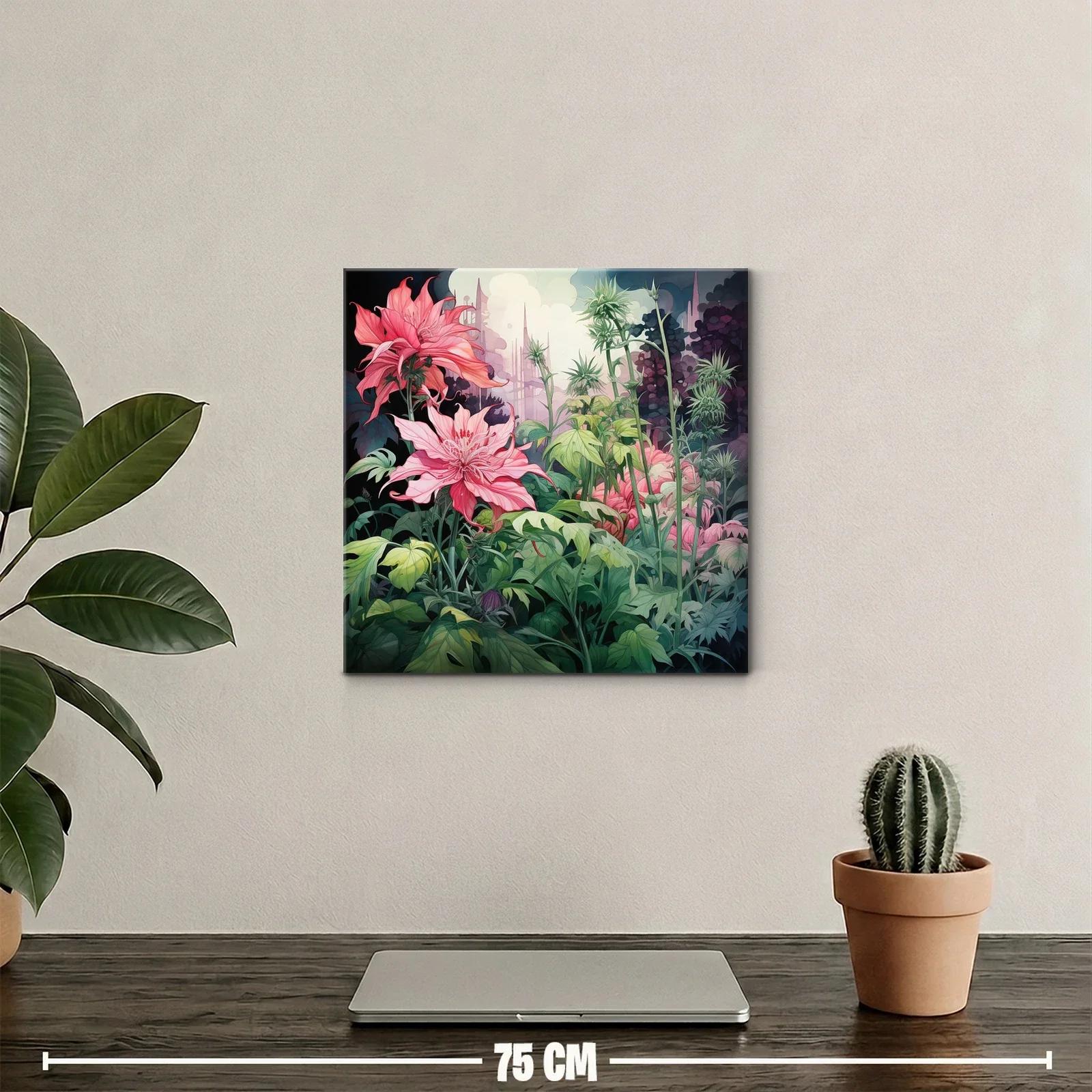 Jardín onírico con flores rosas y follaje exuberante — miniatura 2