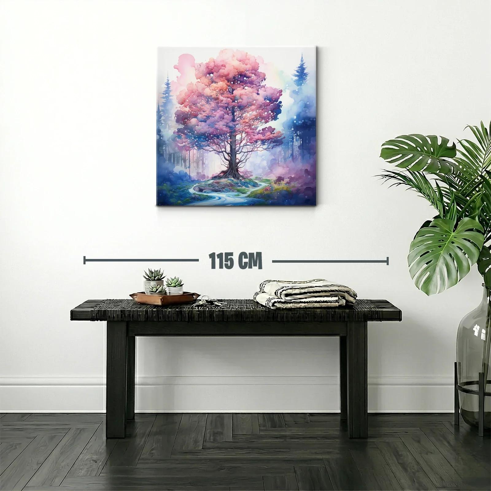 Árbol mágico con follaje rosa y ambiente de ensueño — miniatura 2