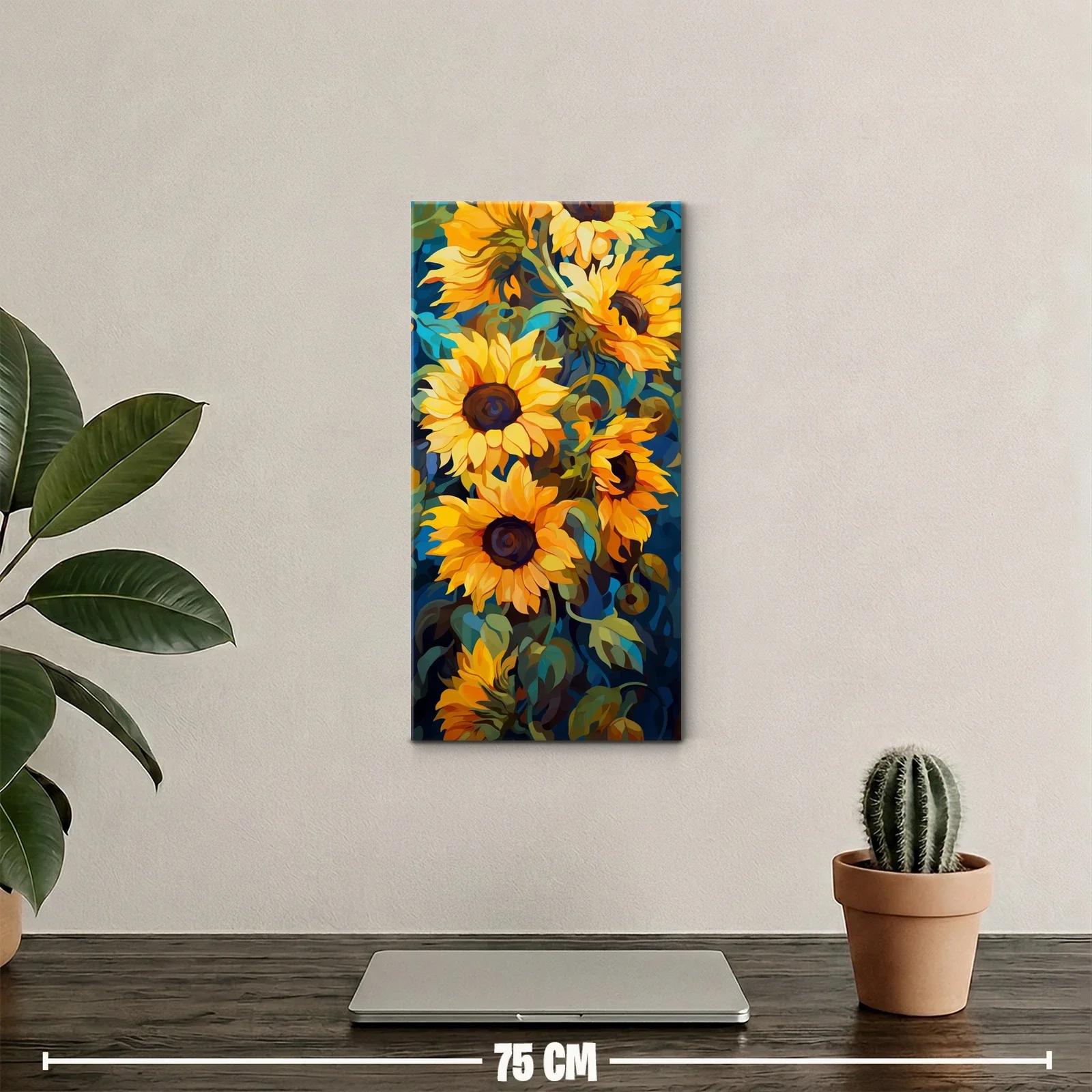 Cuadro girasoles amarillos con tallos curvos — miniatura 2
