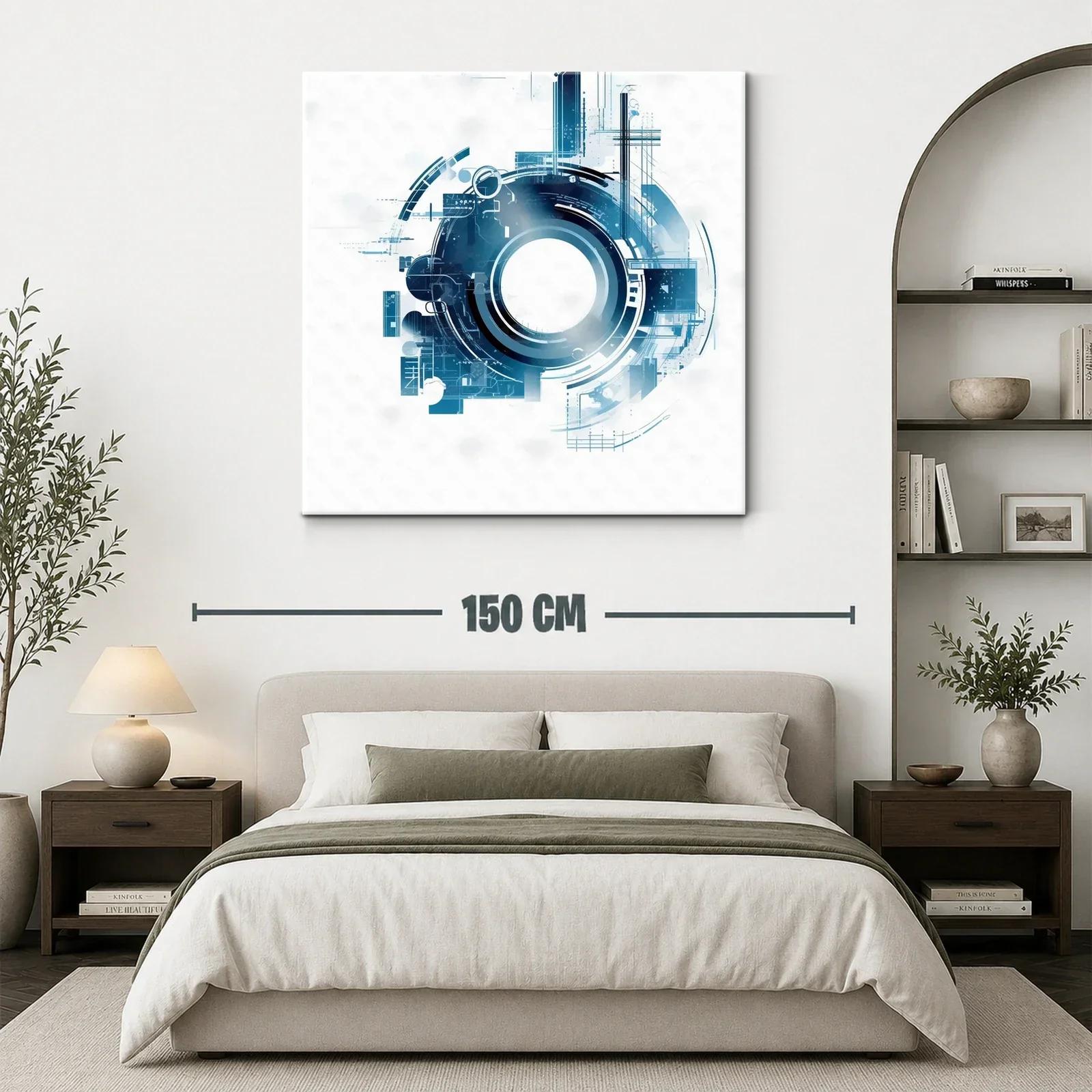 Composición abstracta circular en tonos azules y blanco — miniatura 3