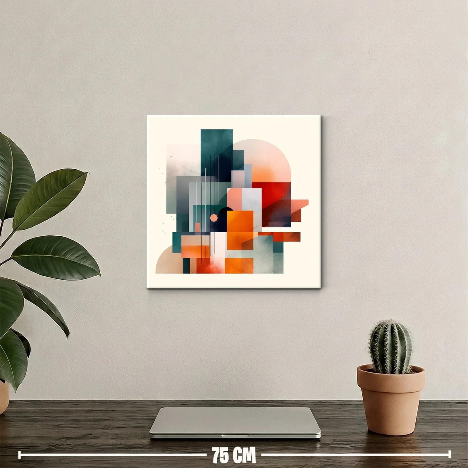 Composición geométrica con tonos cálidos y fríos en contraste — miniatura 2