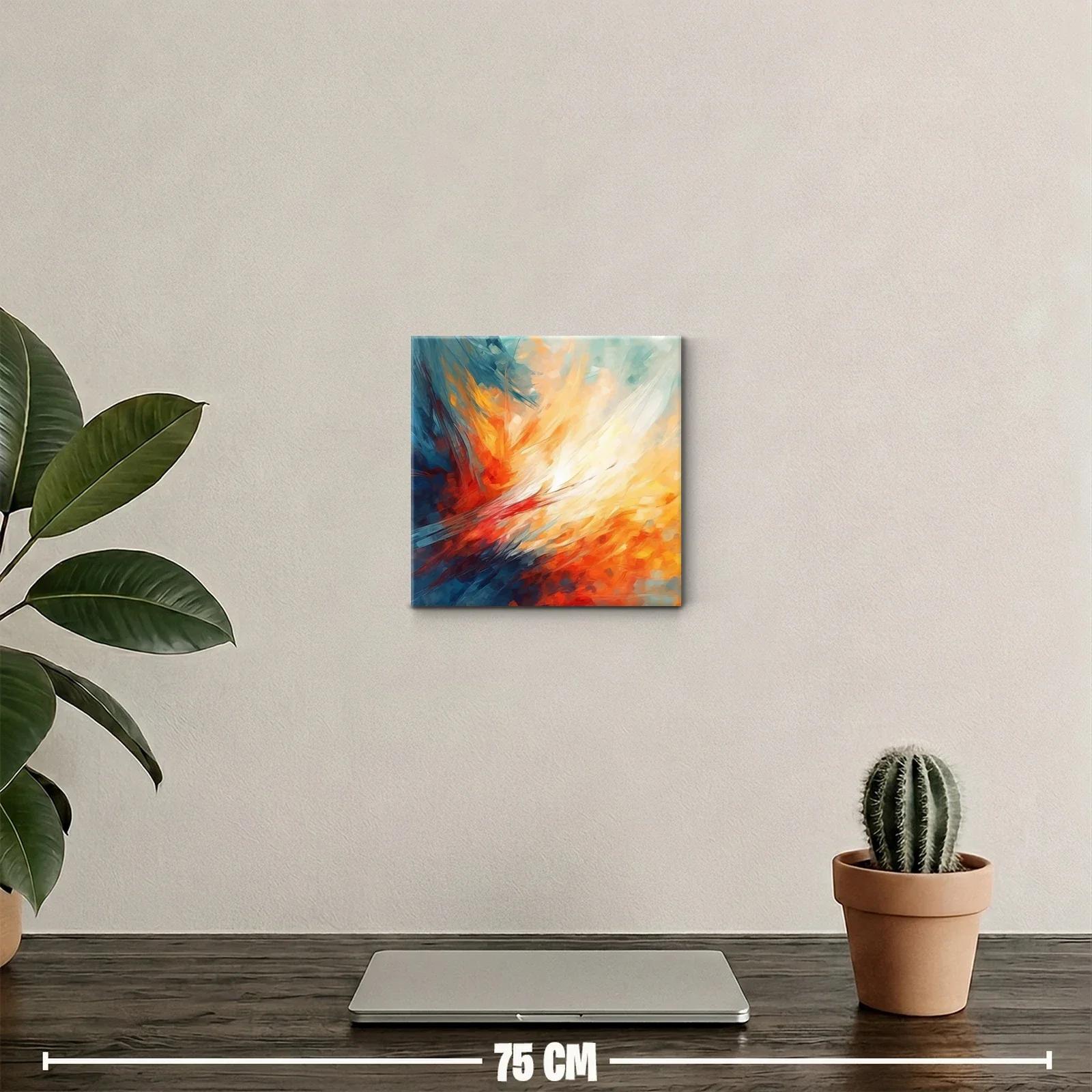 Cuadro abstracto con tonos cálidos y fríos vibrantes — miniatura 2
