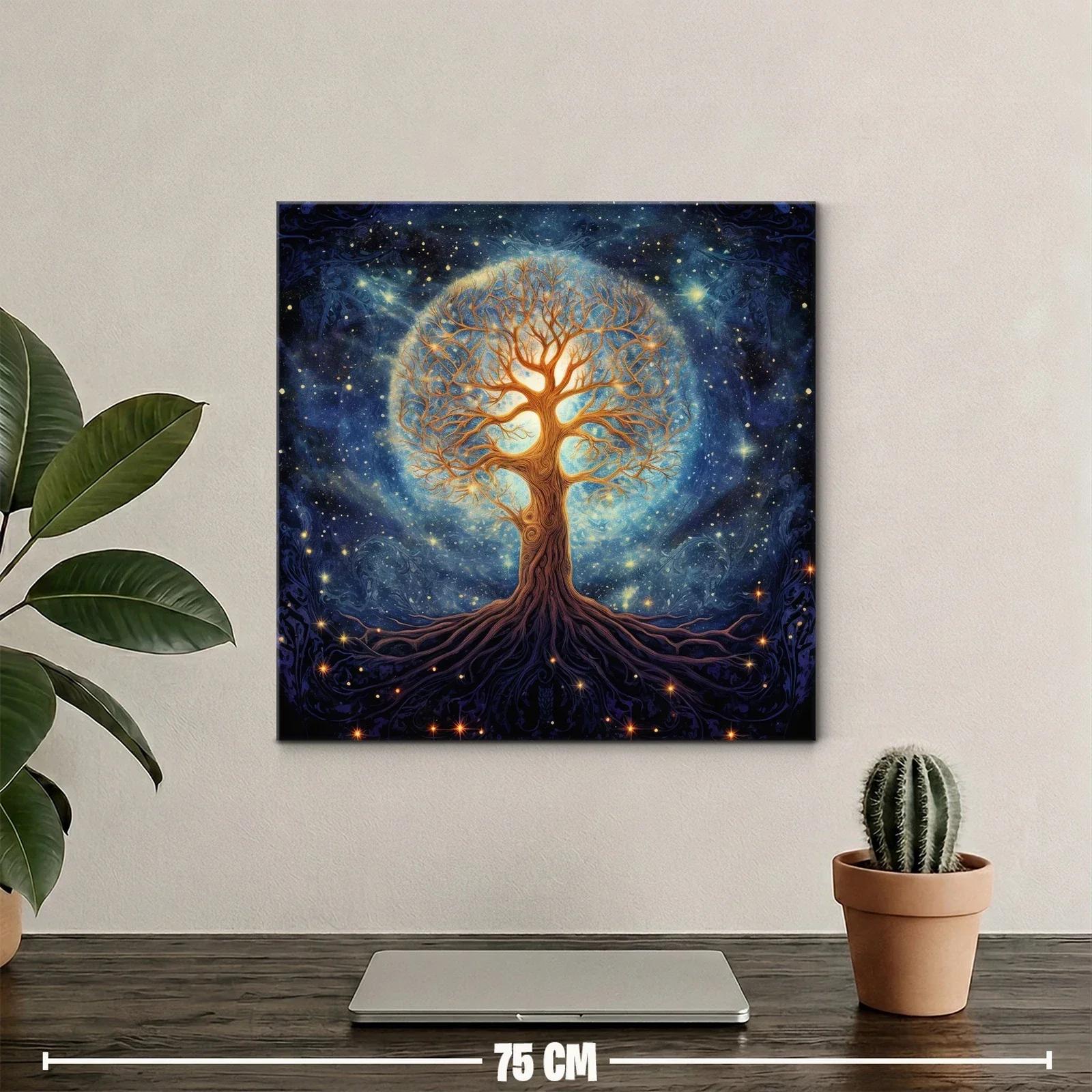 Árbol de la vida iluminado en cosmos estrellado — miniatura 2