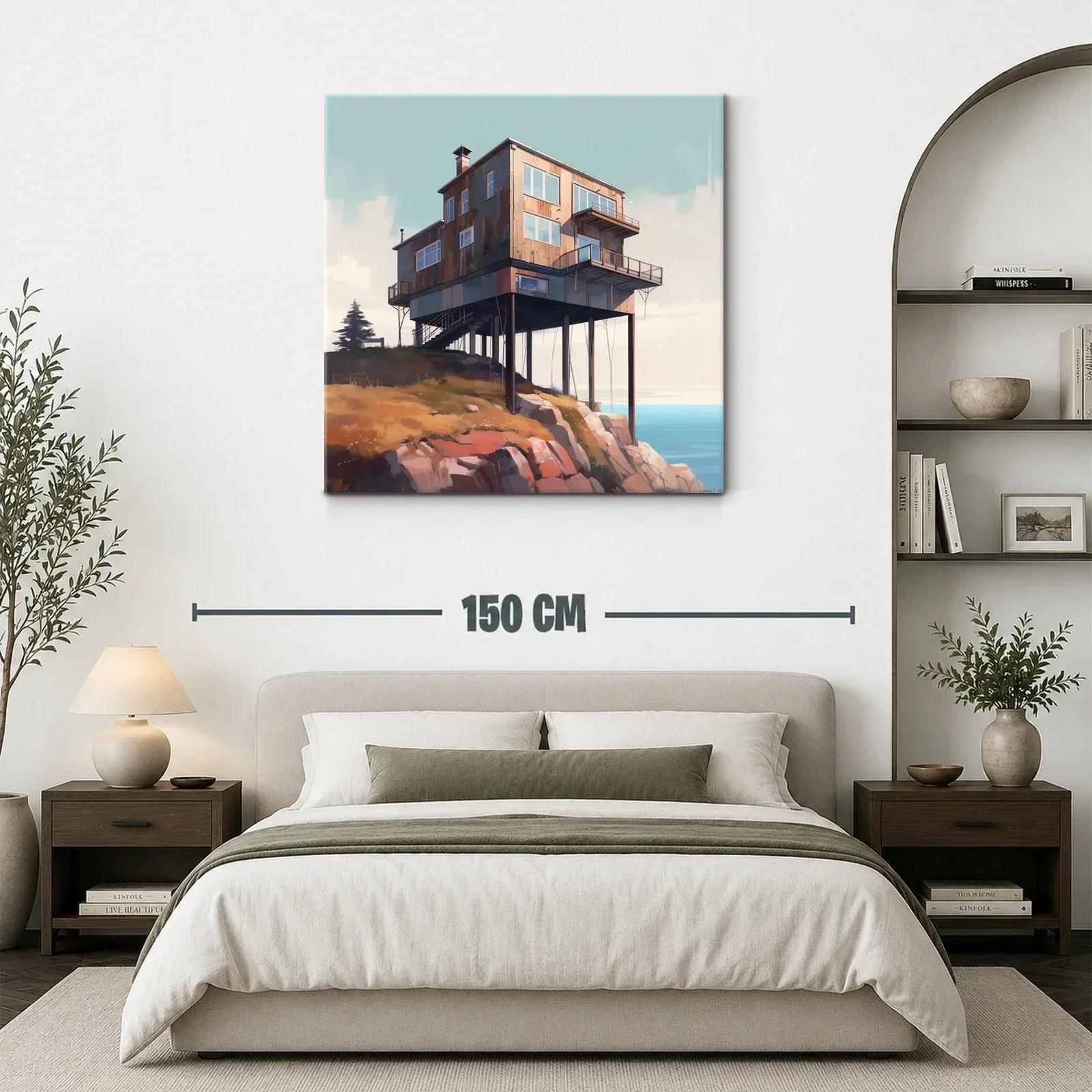 Casa sobre acantilado con vista al mar y cielo claro — miniatura 3