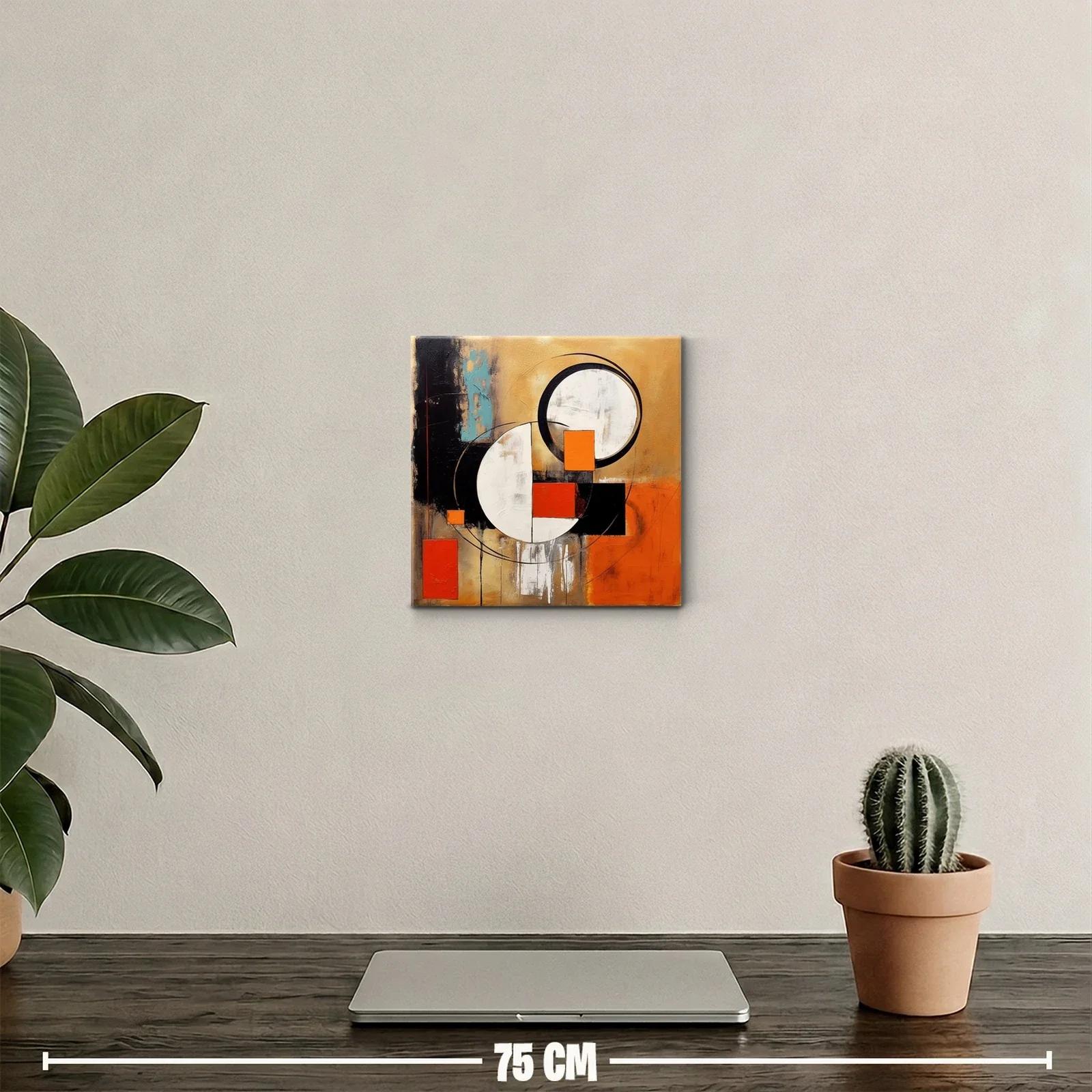 Cuadro abstracto con formas geométricas y tonos cálidos — miniatura 2