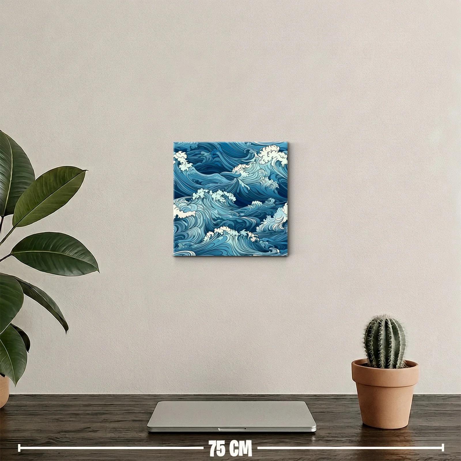 Arte decorativo de olas en tonos azules con estilo fluido — miniatura 2